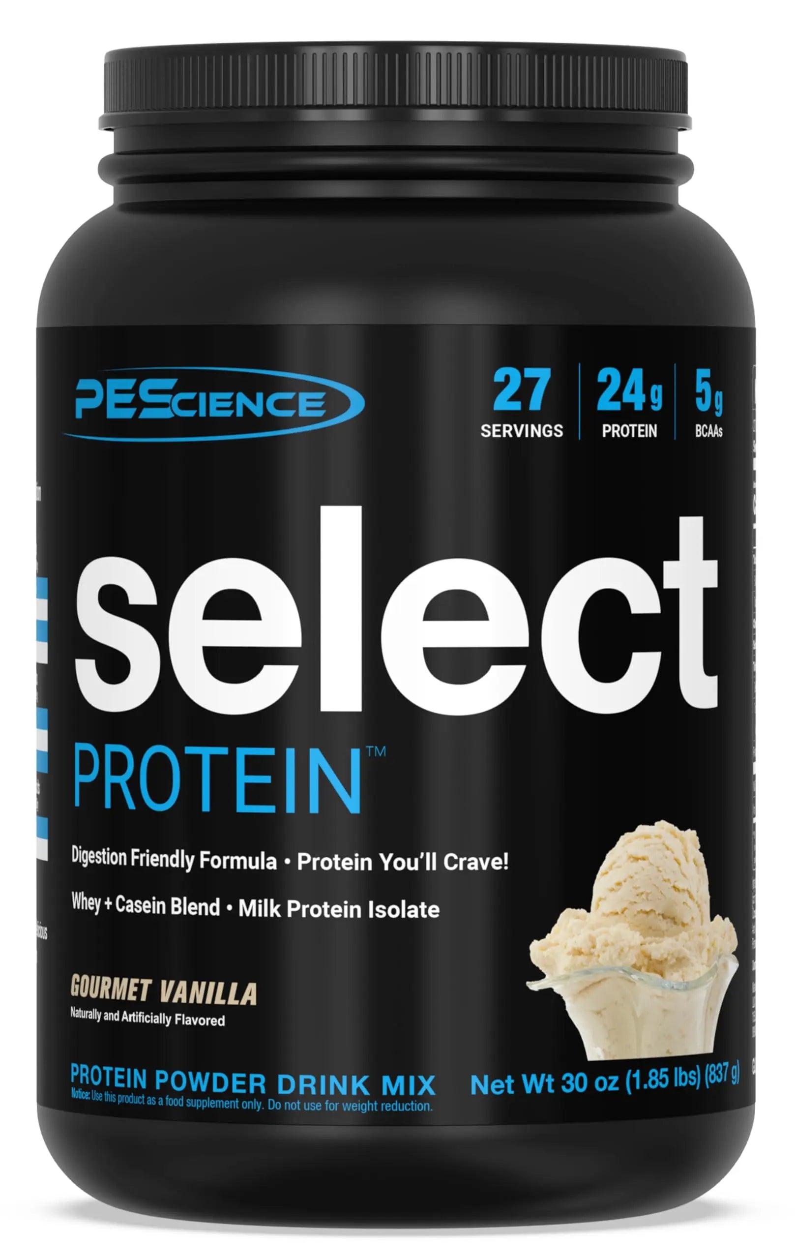 PEScience Select Protein Powder, Whey and Casein Blend, Lean Protein Powder for Women and Men, Low Calorie, Low Carb, Keto Friendly, Gluten Free, Gourmet Vanilla - 27 Servings PEScience uk supplements