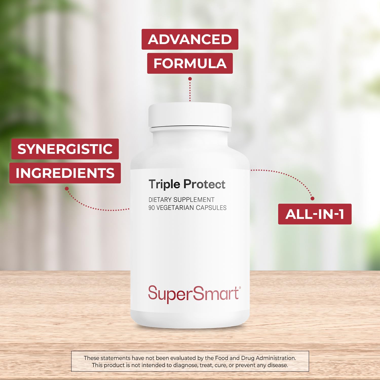 Supersmart - Triple Protect Supplement - Combines the Most Widely-Studied Natural Compounds - May Support Healthy Heart | Non-GMO & Gluten Free - 90 Vegetarian Capsules Supersmart uk supplements