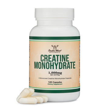 Creatine Monohydrate Capsules - 1g per Serving, 120 Count - No Fillers, Vegan Safe, Non-GMO, Gluten Free by Double Wood Double Wood Supplements uk supplements