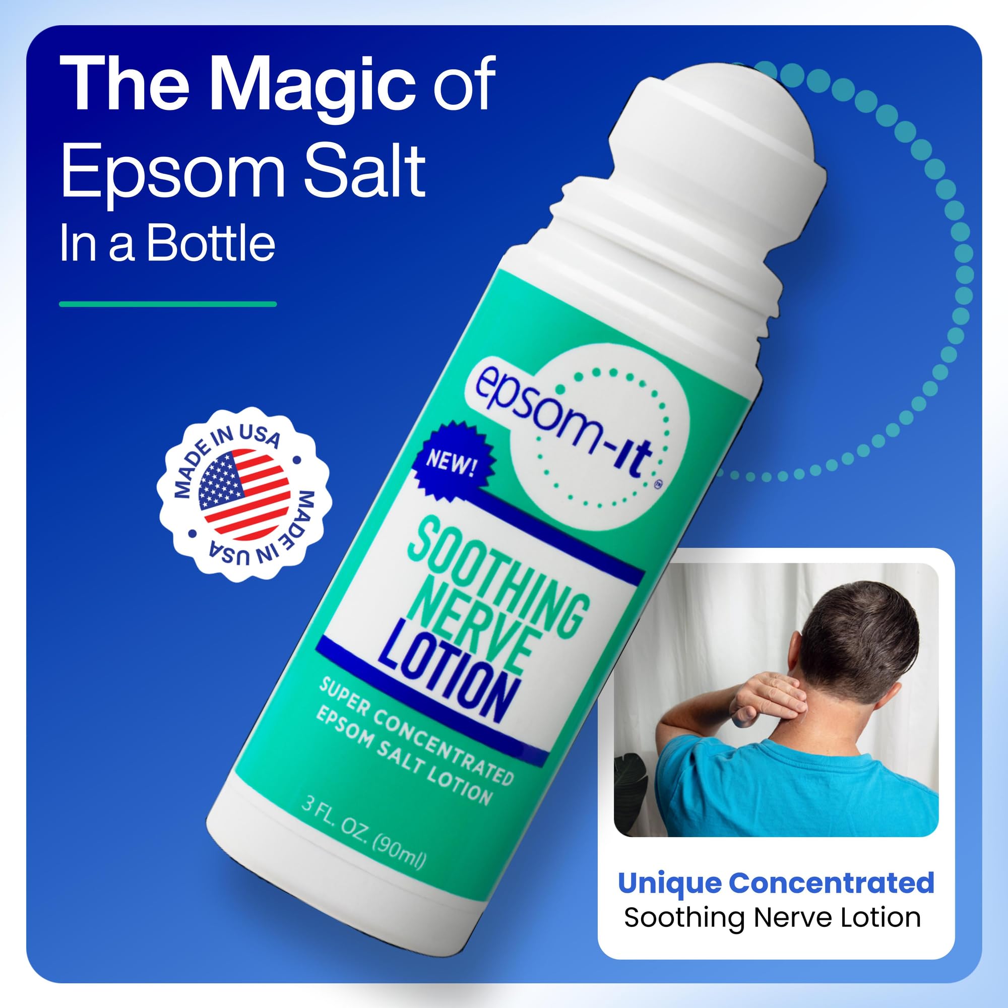 Epsom-It Soothing Nerve Lotion - Roll On Epsom Salt Magnesium Lotion, Topical Magnesium Cream with Capsaicin & Arnica for Tired Muscles and Sleep, 3oz EPSOM-IT uk supplements