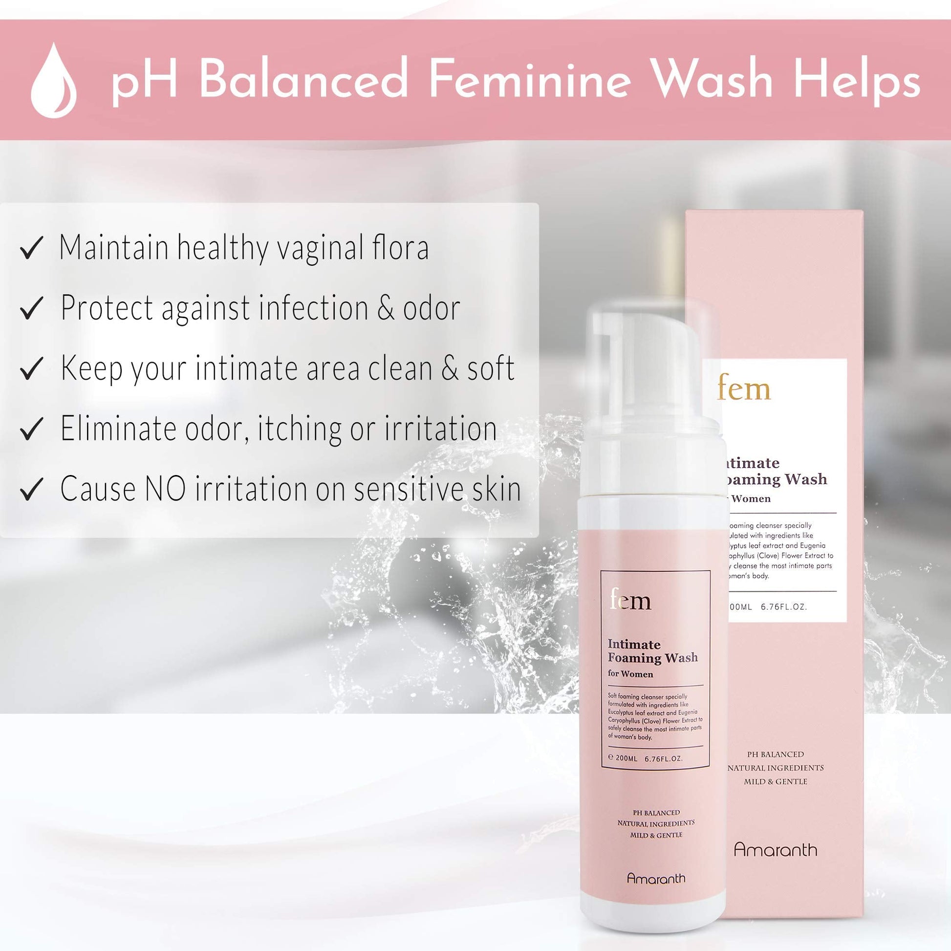 fem pH Balance Intimate Wash for Women, Feminine Wash for Sensitive Skin, Gentle Cleanser Amaranth uk supplements
