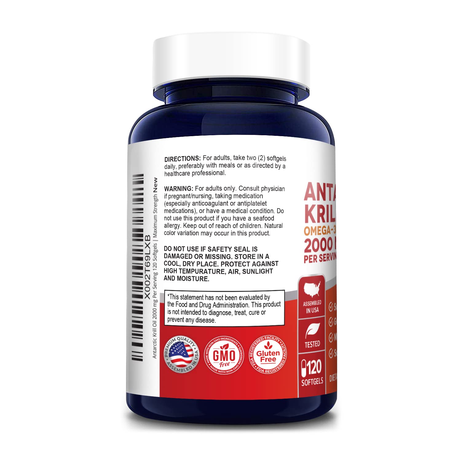 NusaPure Antarctic Krill Oil 2000 mg 120 Softgels, Omega-3 EPA 360mg, DHA 240mg NusaPure uk supplements
