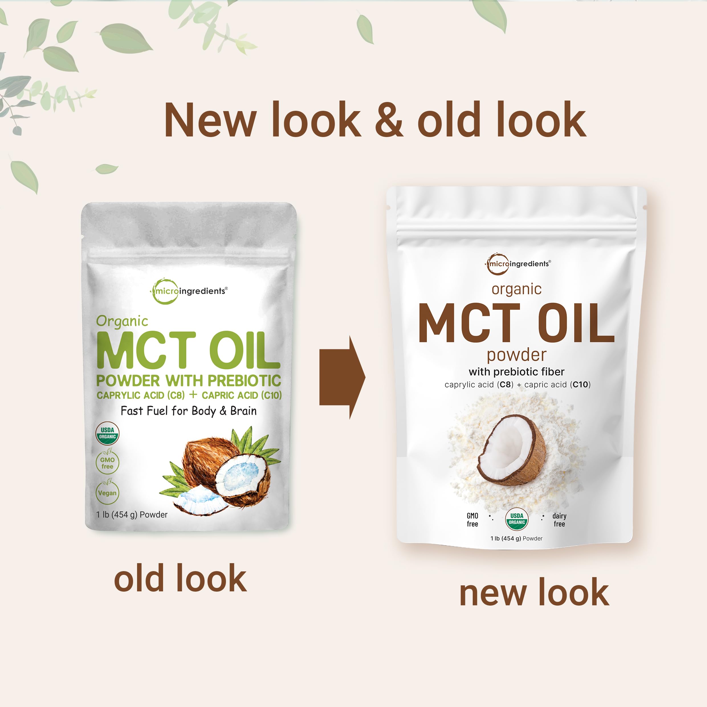 Organic MCT Oil Powder with Prebiotic Fiber,1 Pound(16 Ounce), Fast Fuel for Body and Brain Micro Ingredients uk supplements