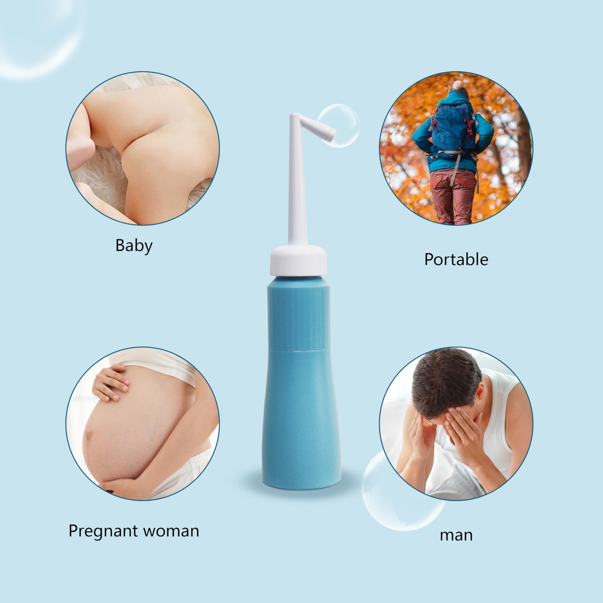 Portable 11.8 Oz Bidet, Feminine Care Irrigator, Retractable Nozzle Travel Bidet with 60° Elbow XYJunTech uk supplements