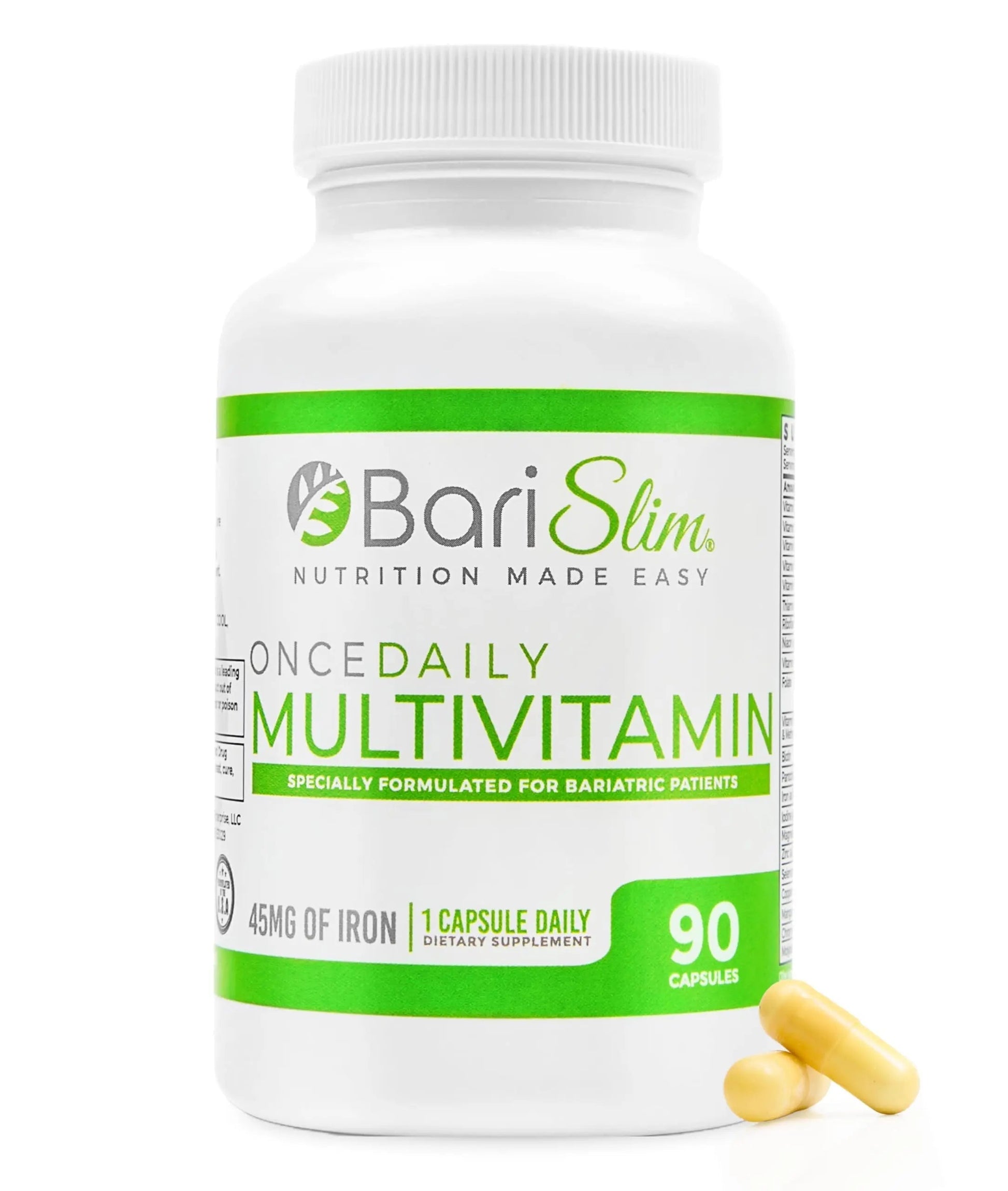 BariSlim Once Daily Bariatric Multivitamin Capsule - 45mg of Iron - Bariatric Vitamin & Supplement for Post Bariatric Surgery Including Gastric Bypass & Gastric Sleeve | 90 Day Supply BariSlim uk supplements