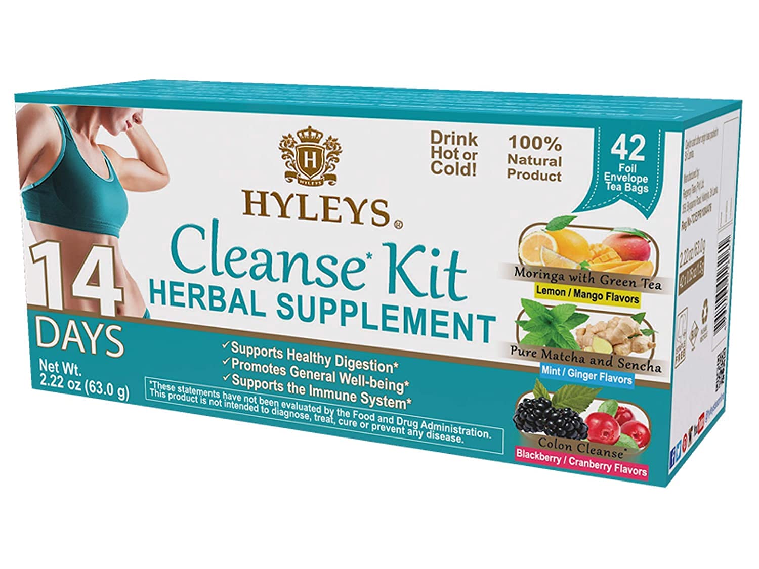 HYLEYS Tea 14 Days Cleanse Kit - 42 Tea Bags (100% Natural, Sugar Free, Gluten Free HYLEYS uk supplements