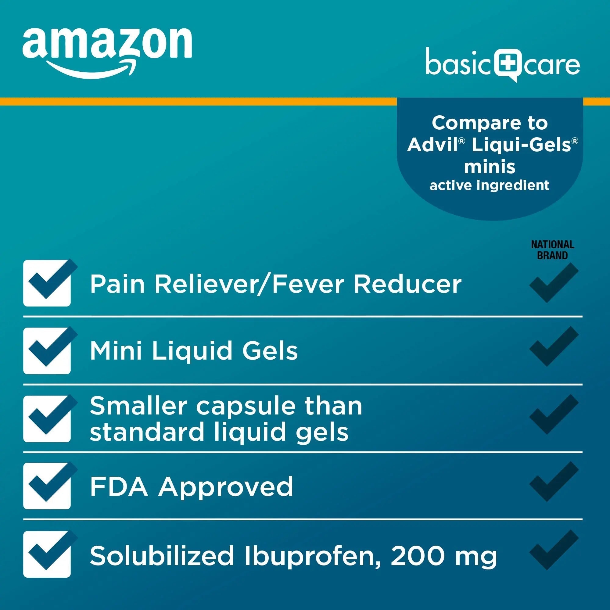 Amazon Basic Care Ibuprofen Mini Liquid Gels, 200 mg, Pain Reliever and Fever Reducer for Headache, Backache, Menstrual Pain, Arthritis, 160 Count Amazon Basic Care uk supplements