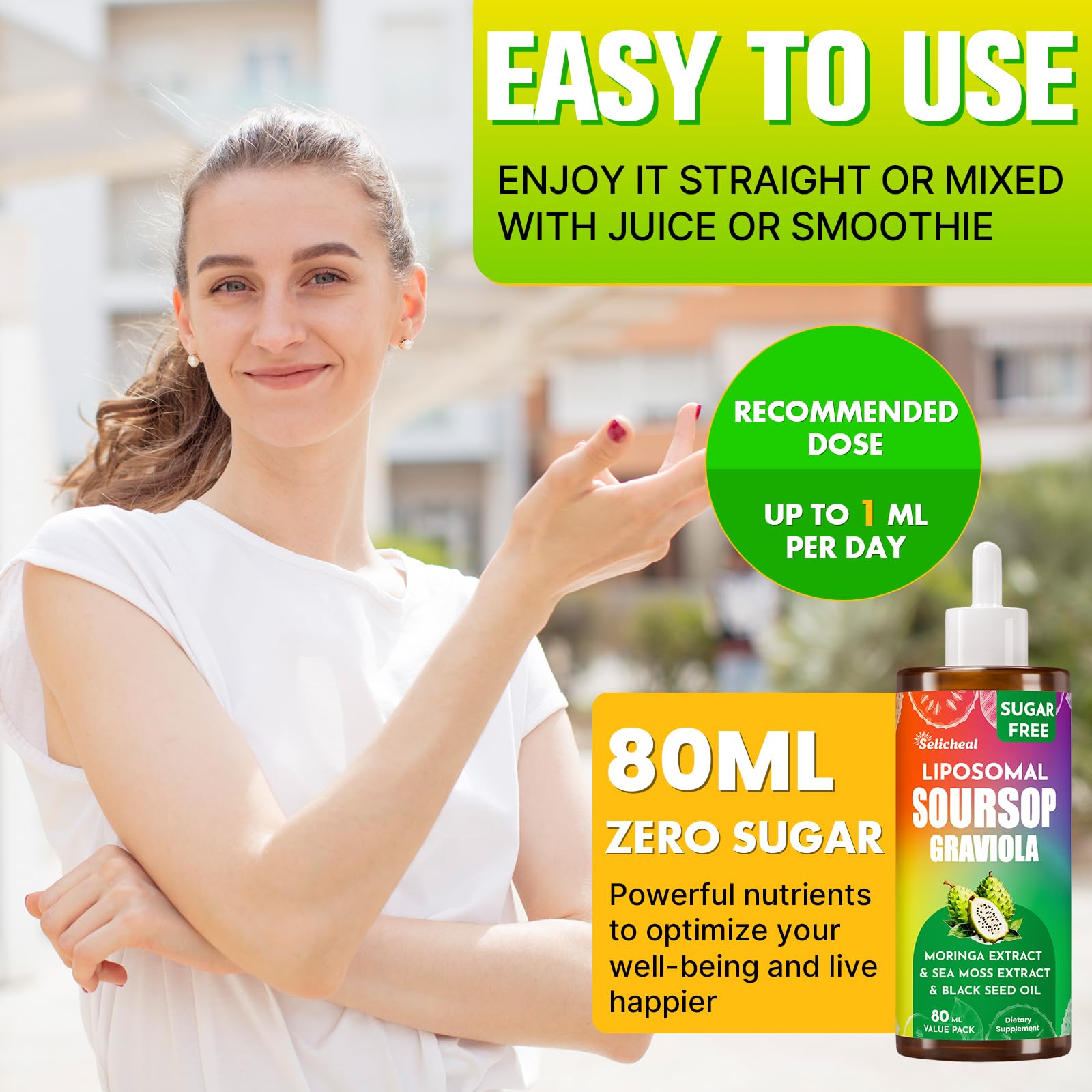 (80ML) Supplement Liquid Drops, 10 in 1 Soursop Multivitamin Drops with Leaf Extract & Sea Moss, for Cell Support & Regeneration, Immunity, Gut, Zzz, Skin & Antioxidant | 2.8 Fl Oz - 80 Days Supply Selicheal uk supplements