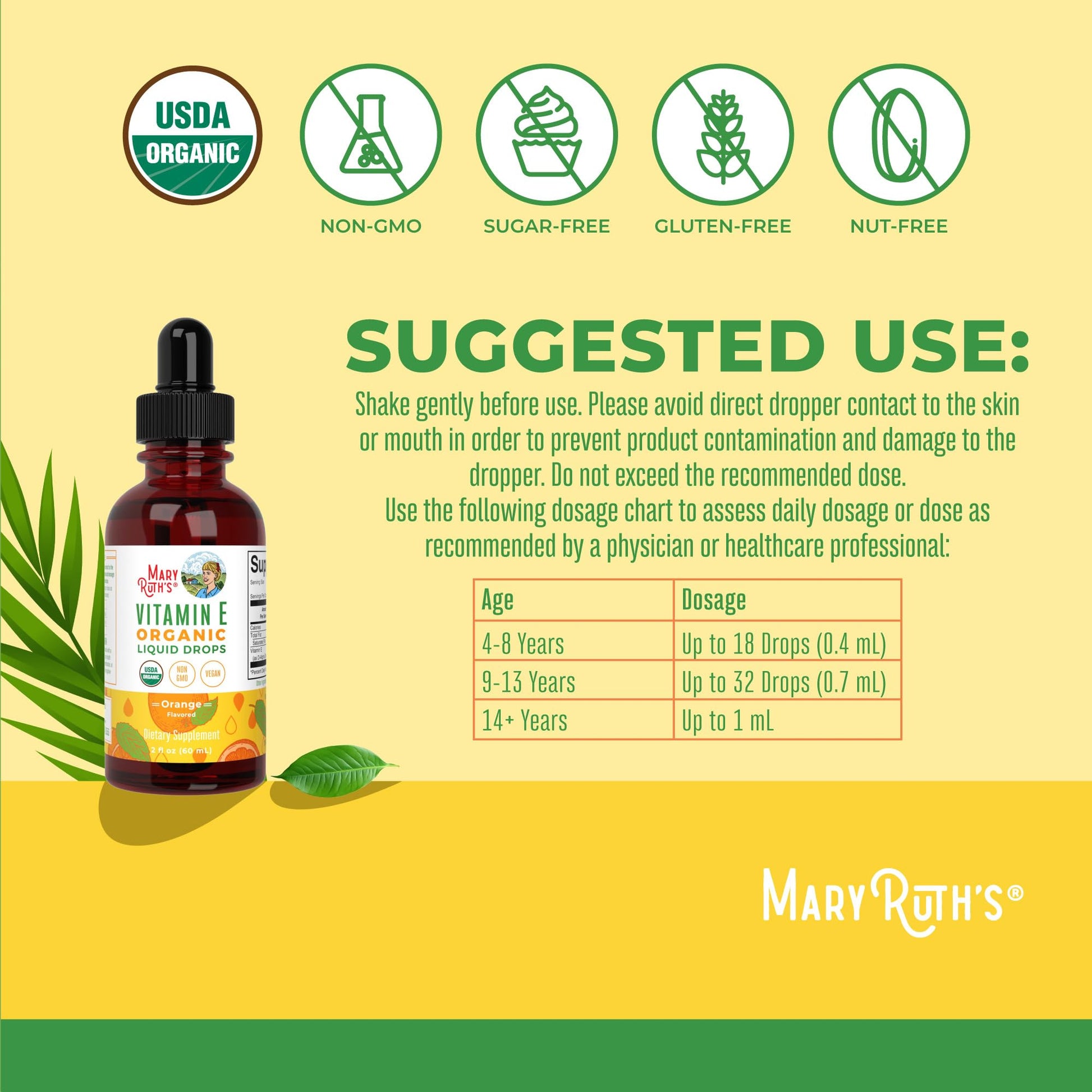 MaryRuth Organics USDA Vitamin E Liquid Drops 2 Month Supply | Bone and Joint Health | Cognitive Health for Adults and Kids | Sugar Free, Vegan, Non-GMO, Gluten Free | 2 Ounces MARYRUTH'S uk supplements
