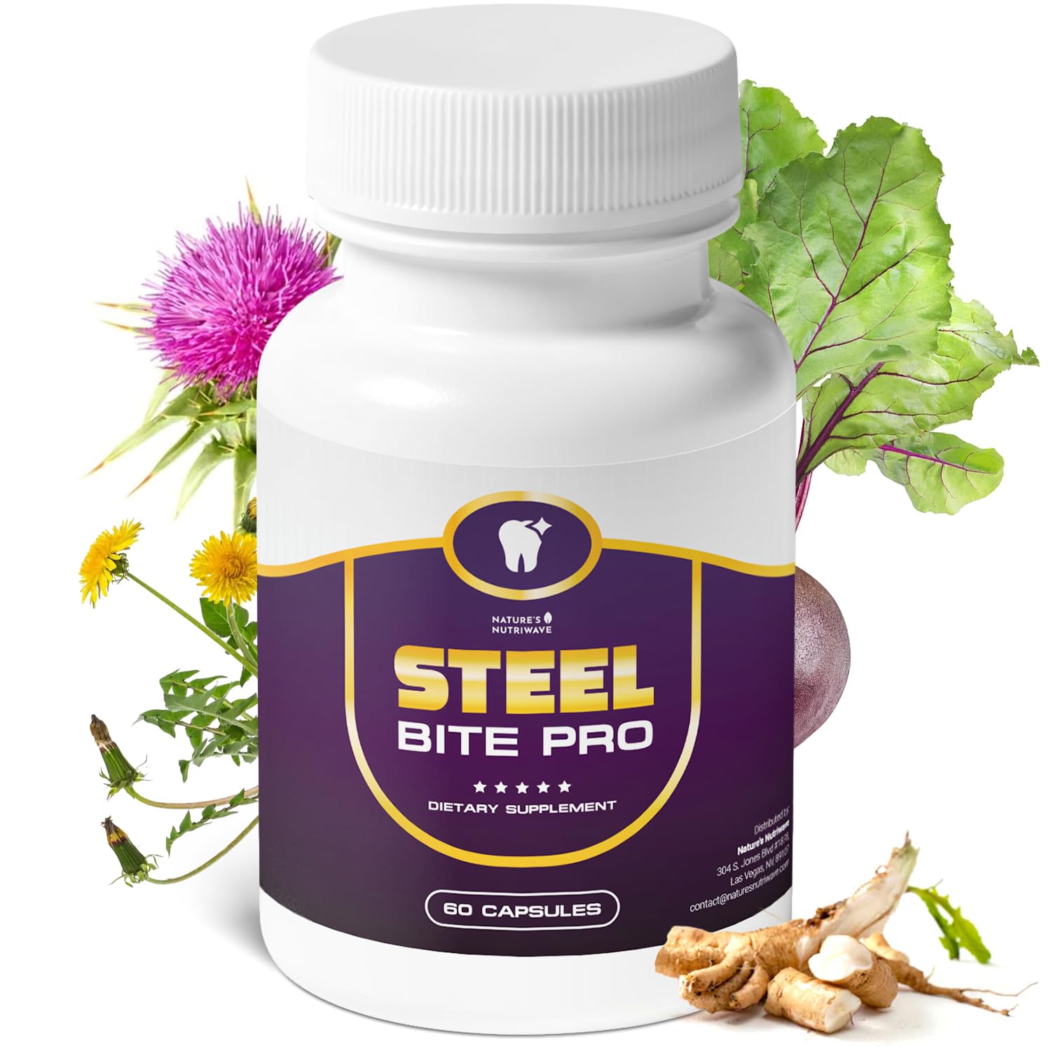 Nature’s NutriWave Steel Bite Pro Oral Wellness Supplement – 23 Plant-Based Ingredients with Zinc & Turmeric – Non-GMO, Made in USA, 60 Capsules, 1 Month Supply Nature’s NutriWave uk supplements