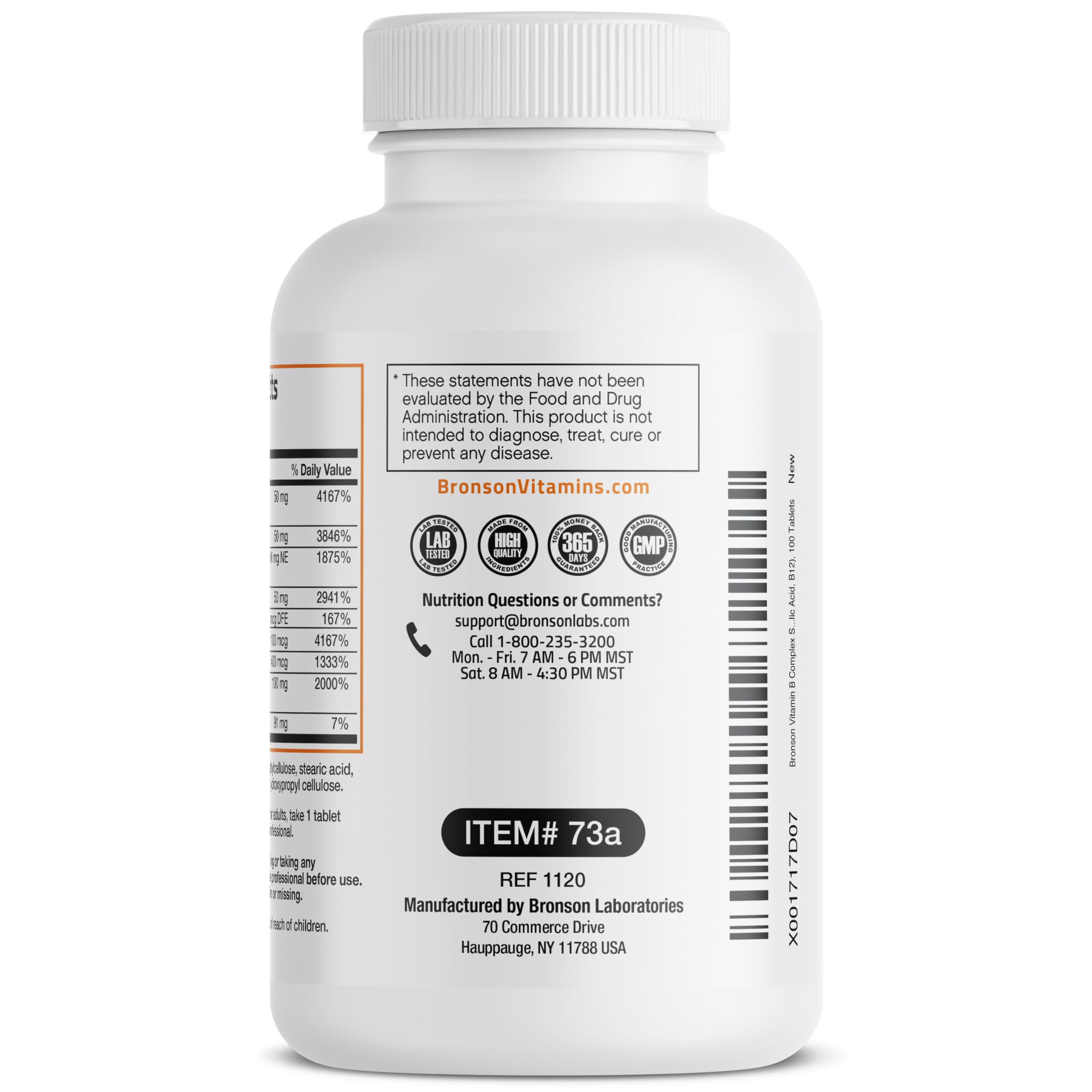 Bronson Super B Vitamin B Complex Sustained Slow Release Vitamin B1, B2, B3, B6, B9 Bronson uk supplements