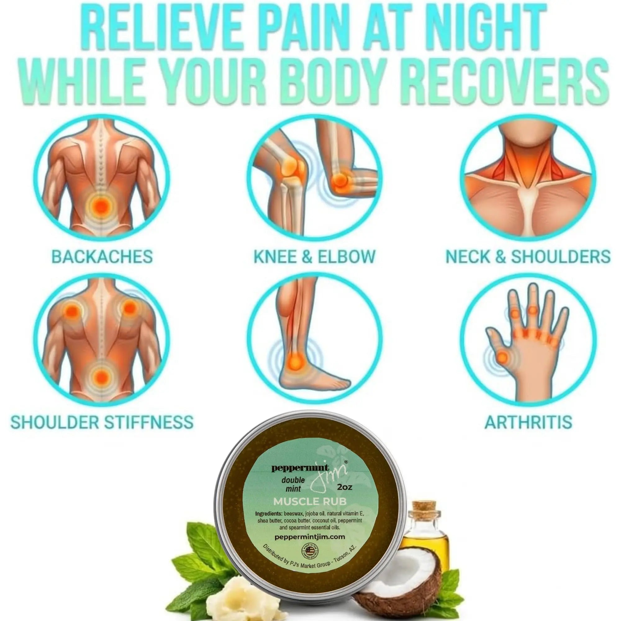Peppermint Jim Double Mint Muscle Rub Balm 2oz, Fast Absorbing Cooling Relief Cream with Peppermint & Spearmint Oils, Non Greasy Soothing Balm for Sore Muscles, Back, Neck & Joints - Plant Based Peppermint Jim uk supplements