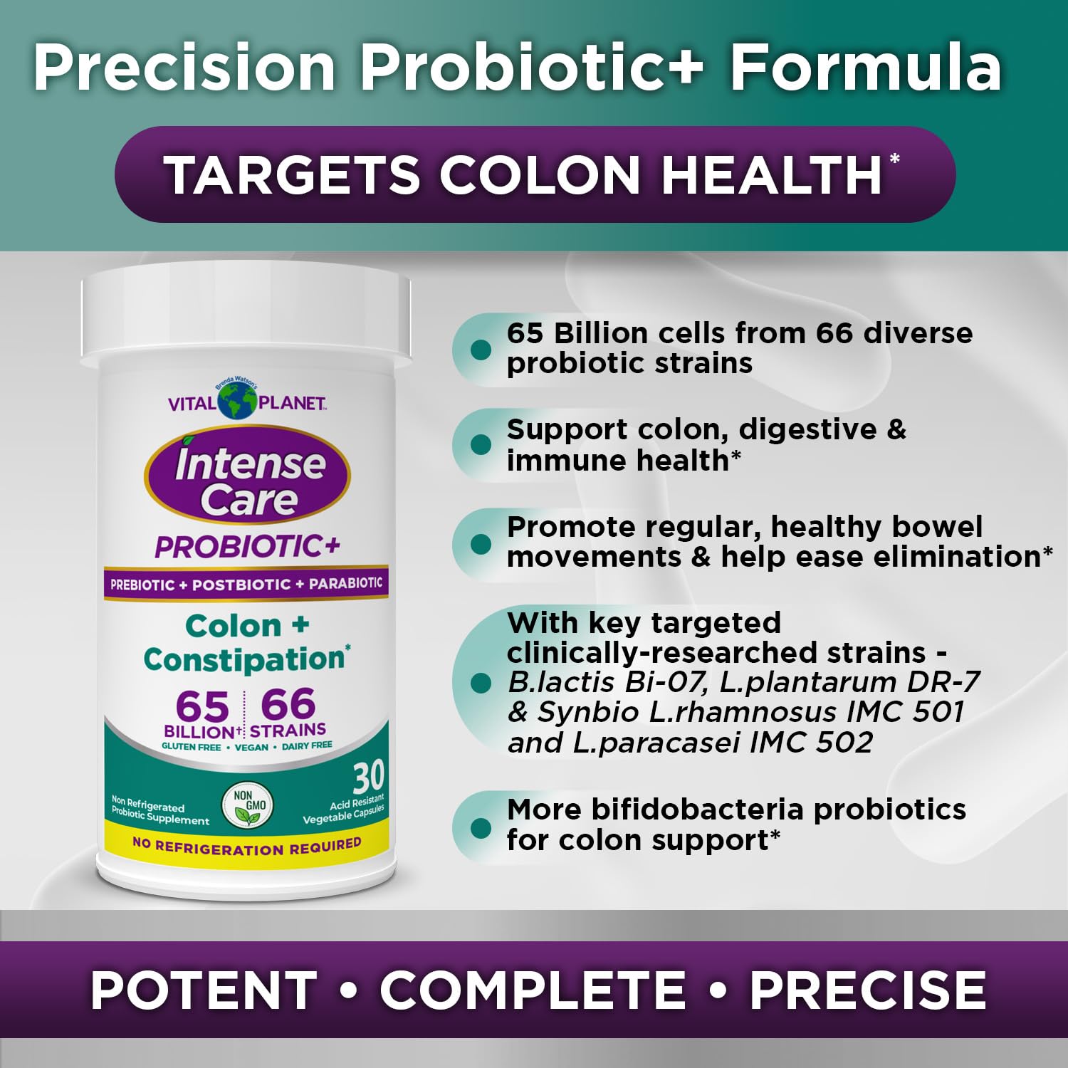 Vital Planet - Intense Care Colon & Constipation Probiotics Plus Organic Prebiotics, Postbiotics, Parabiotics, Complete 4-in-1 Health Supplement for Adults, 65 Billion CFU, 66 Strains, 30 ct Vital Planet uk supplements