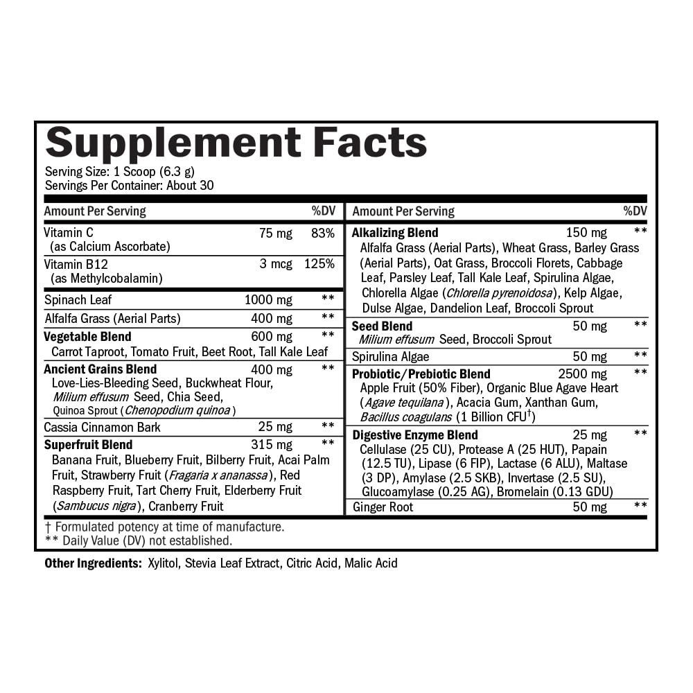 Super Greens Powder Superfood - Greens Powder with Probiotics Prebiotics Digestive BioSchwartz uk supplements