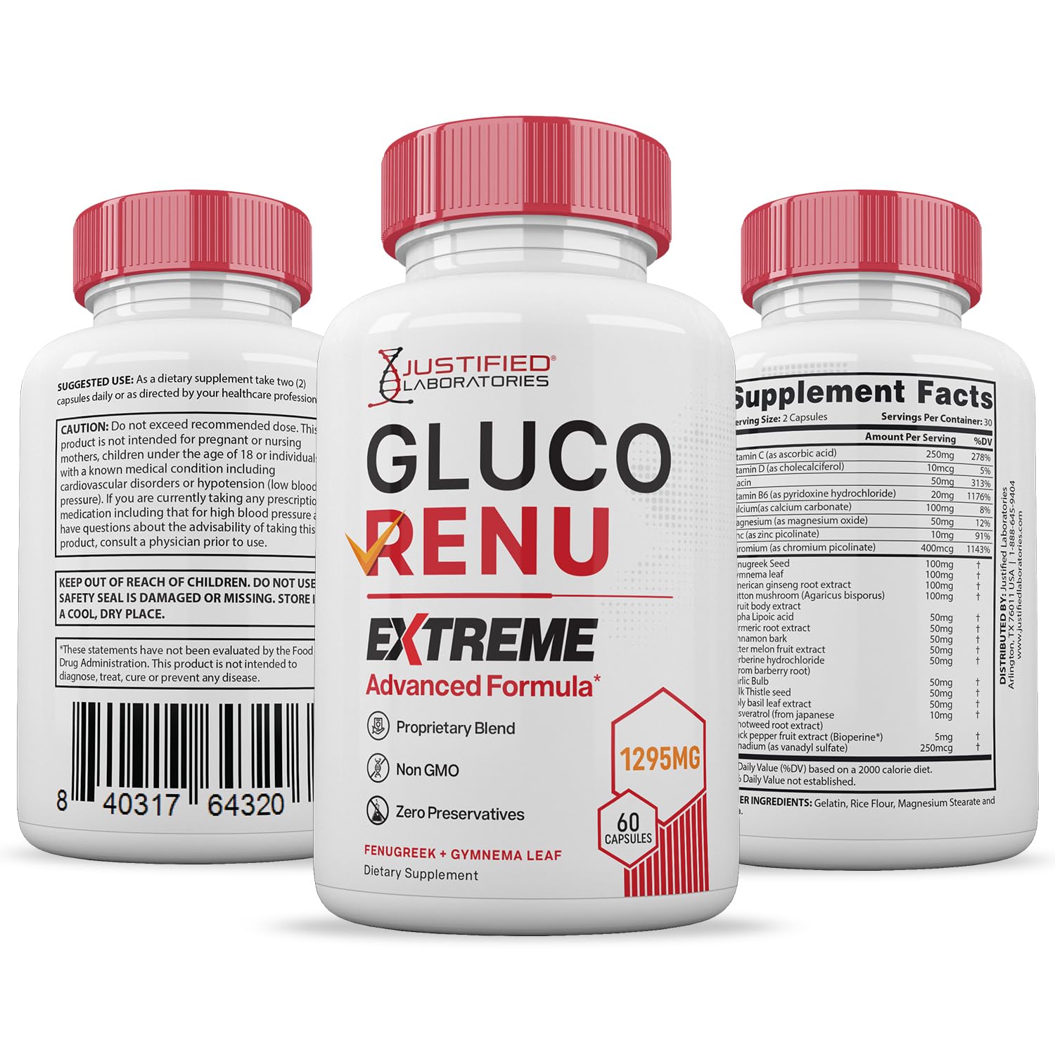 Gluco Renu Extreme 1295MG Glyco Support Pills Advacned Formula Gluo Renew Glycogen Support Formulated with Turmeric Berberine Resveratrol Garlic Bitter Melon Milk Thistle 60 Capsules Justified Laboratories uk supplements