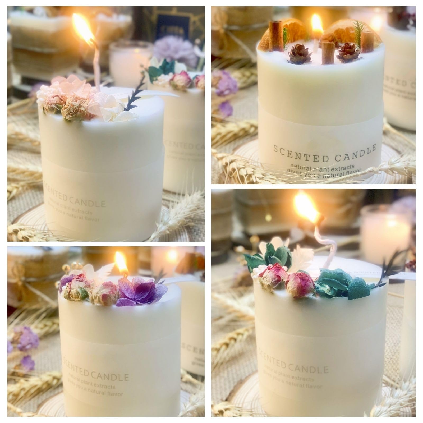 Natural Soy Scented Pillar Candles with Glass, Classic 10 oz Luxury Non Toxic White Bathroom Candle uniqicon uk supplements