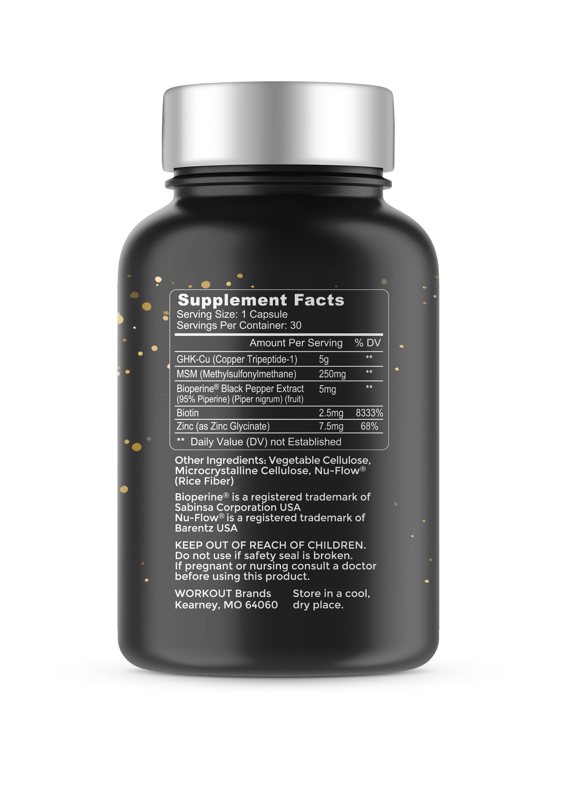 TheaWell GHK-Cu Copper Tripeptide-1, 5mg with MSM, Biotin, Zinc, Bioperine Black Pepper Extract, Dermal Regeneration, Hair Skin and Nails Support, 30 Vegan Capsules, Made in USA TheaWell uk supplements