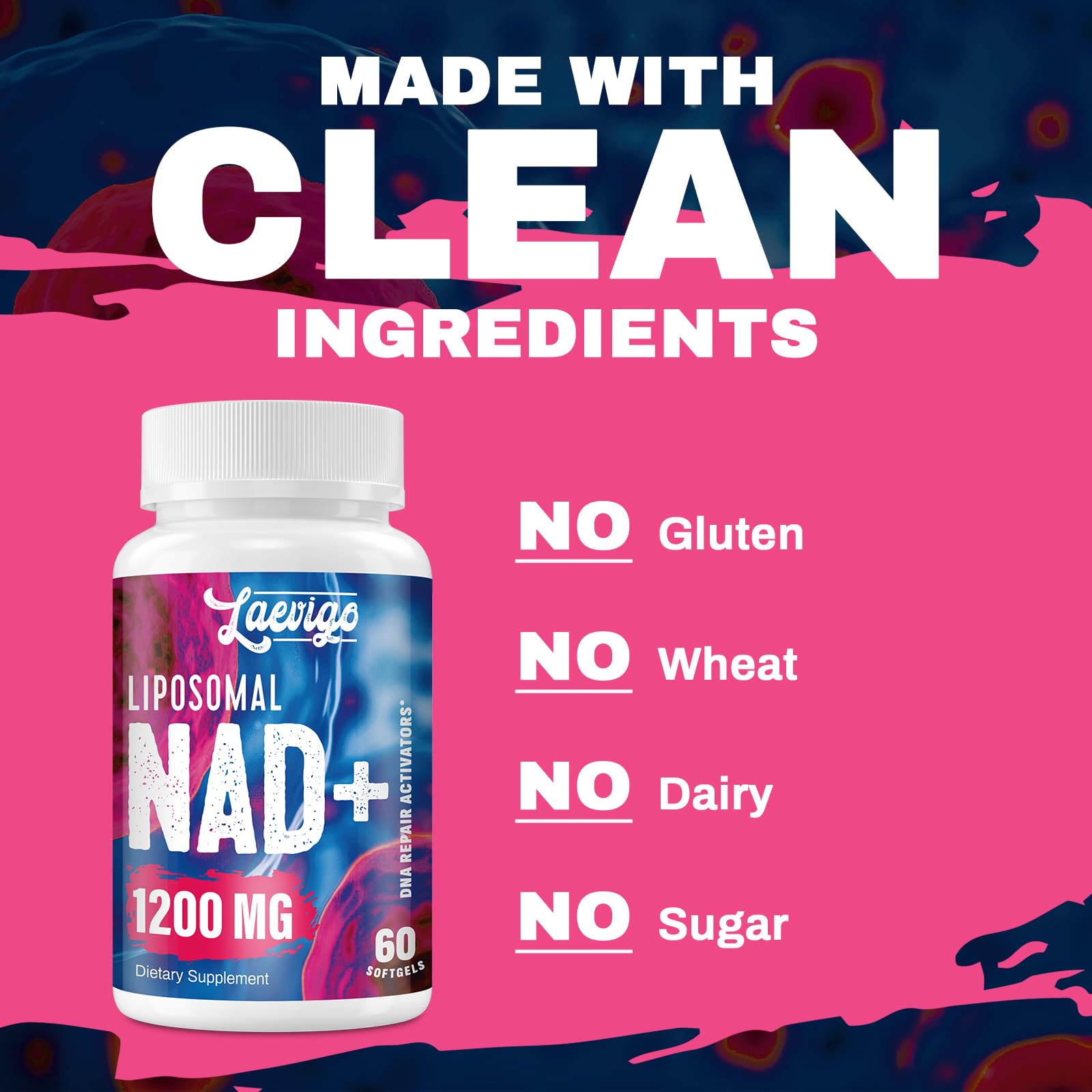 Laevigo Liposomal NAD+ Supplement 1200mg High Absorption, Cellular Energy & Mitochondrial Support, NAD Plus for Longevity & Vitality, Anti-Aging Formula, 60 Softgels Laevigo uk supplements