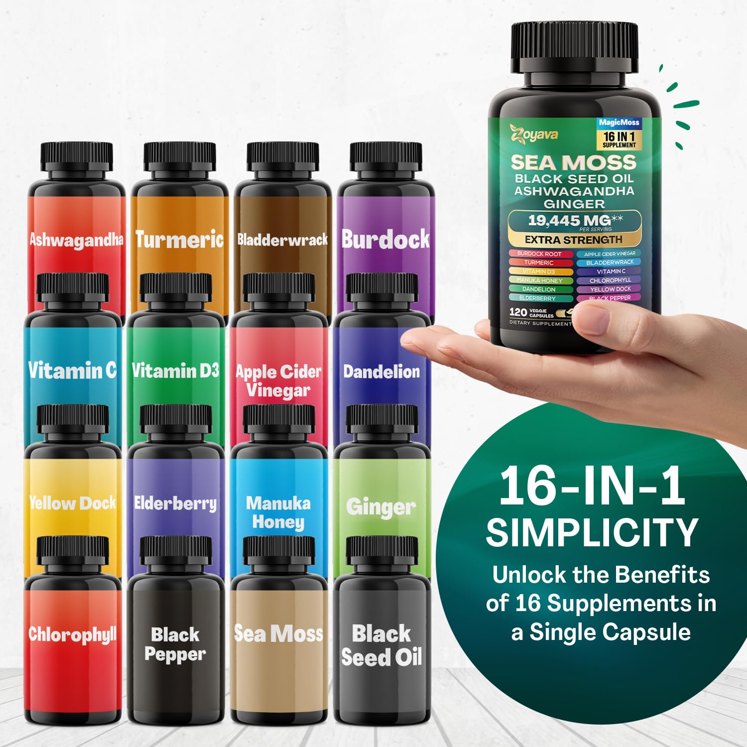 Zoyava Sea Moss 7000mg Black Seed Oil 4000mg Ashwagandha 2000mg Turmeric Zoyava uk supplements