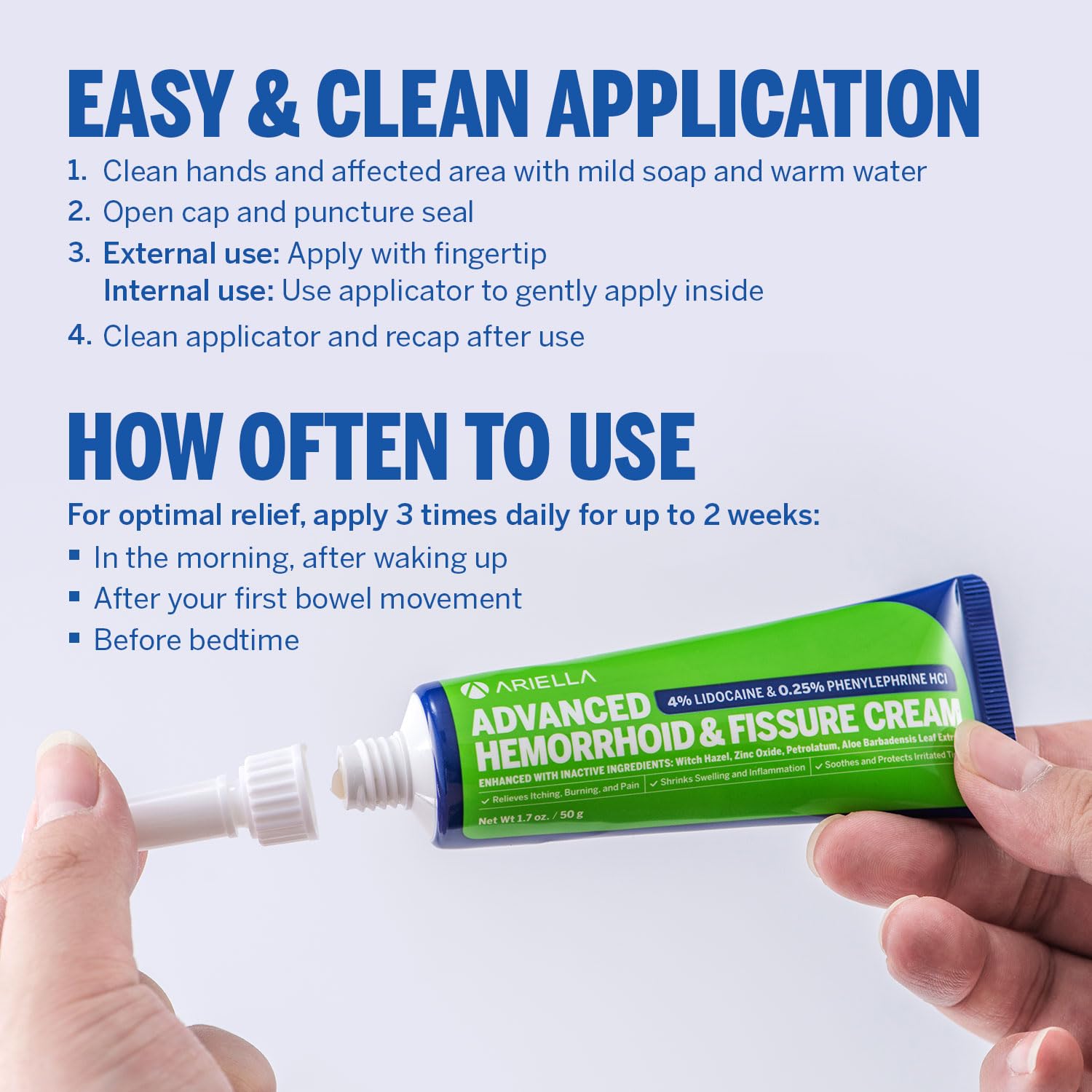 Hemorrhoid Treatment Fissure Lidocaine Cream: Advanced Numbing Ointment with Phenylephrine HCI - Fast Acting Natural Strength Soothing Relief of Pain Swelling Discomfort Itching (1.7 Oz, Witch Hazel) Ariella uk supplements