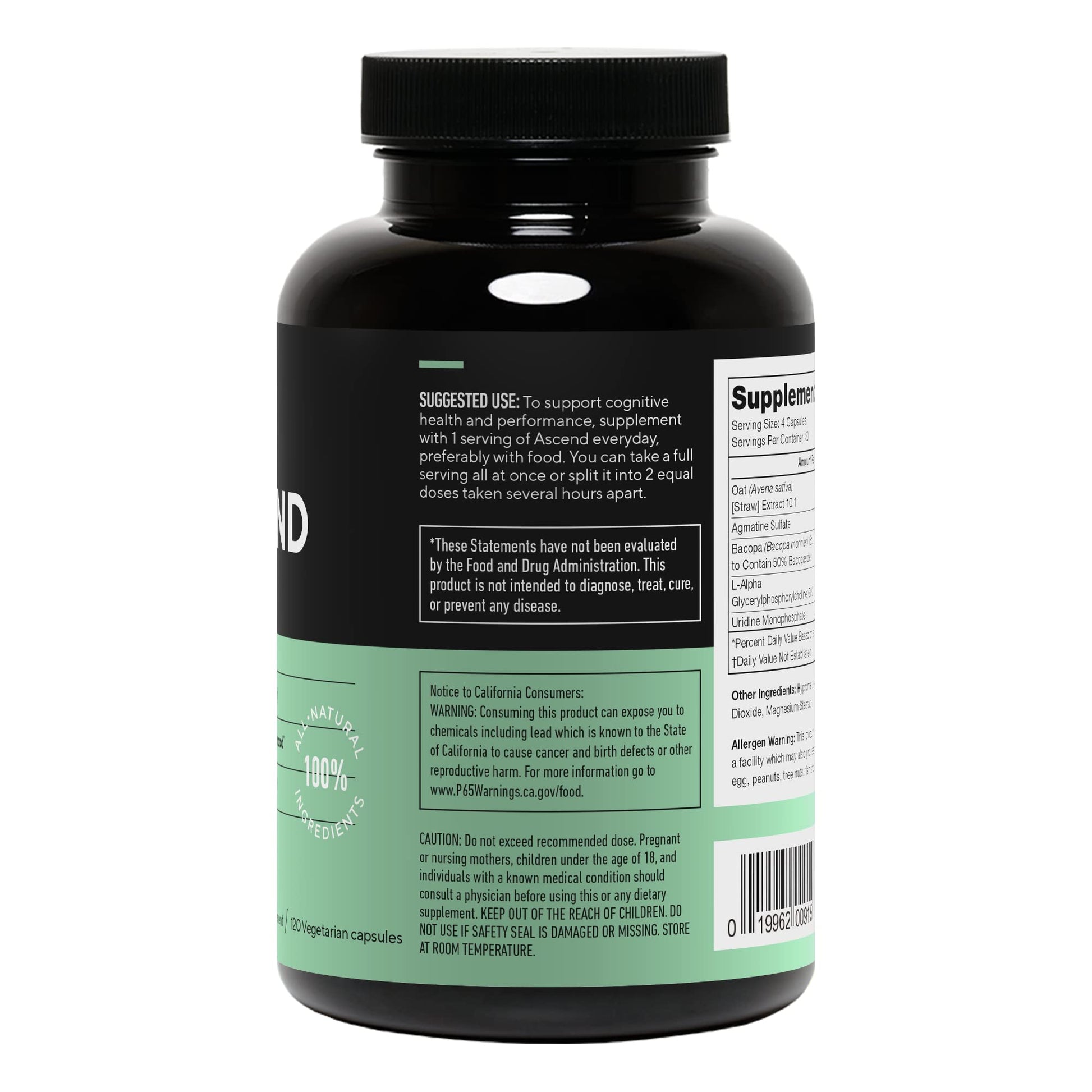 LEGION Athletics Ascend Nootropic - All-Natural Brain Supplements for Memory and Focus - Nootropics Brain Support Supplement with Alpha-GPC - Brain Supplement for Alertness & Mood Support, 30 Servings LEGION uk supplements