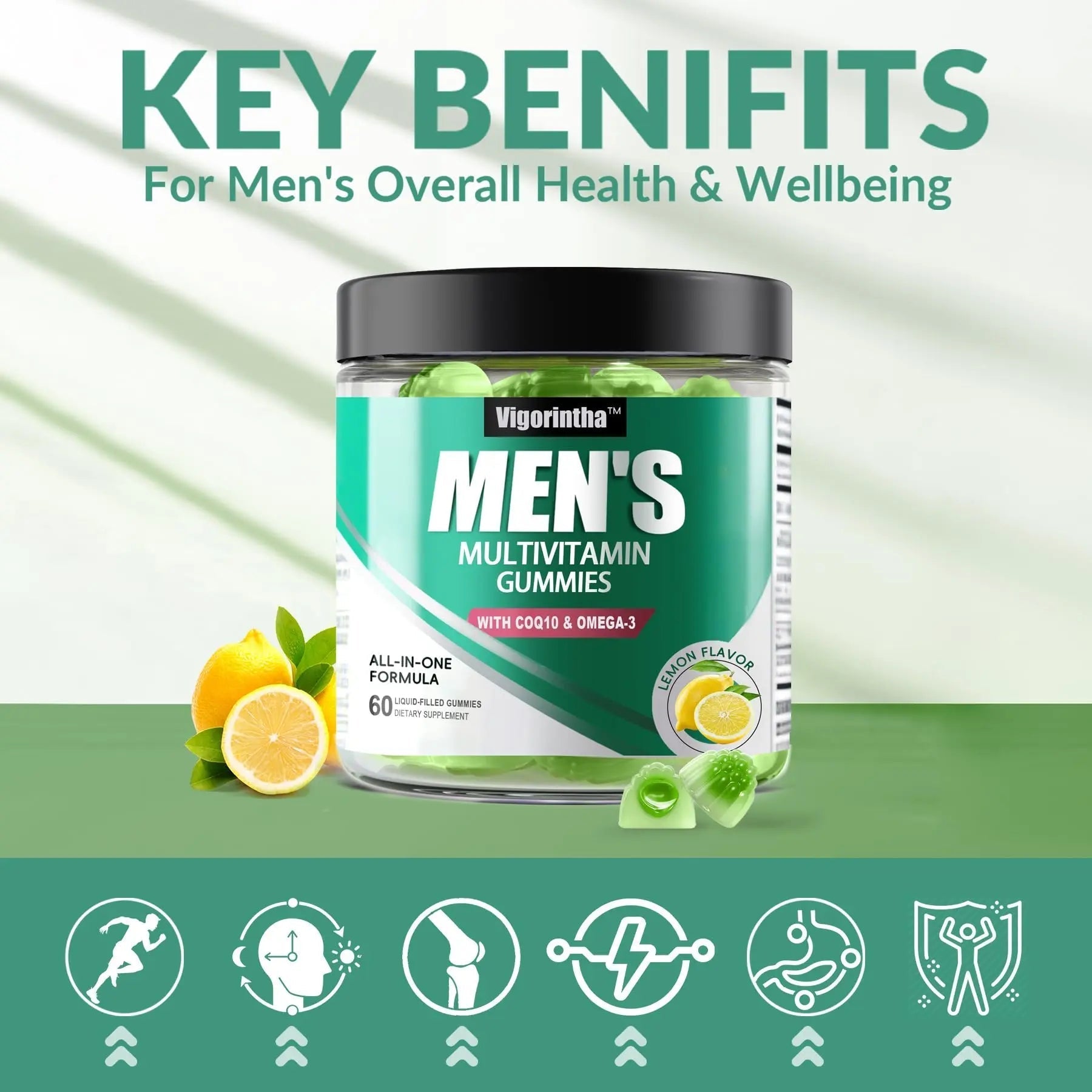 2 Pack Mens Multivitamins Gummies- Methylated Multivitamin for Men with Coq 10, Vegan Omega 3, Vitamins A C E D3 K2 B6 B12 B1 B2 Vigorintha uk supplements