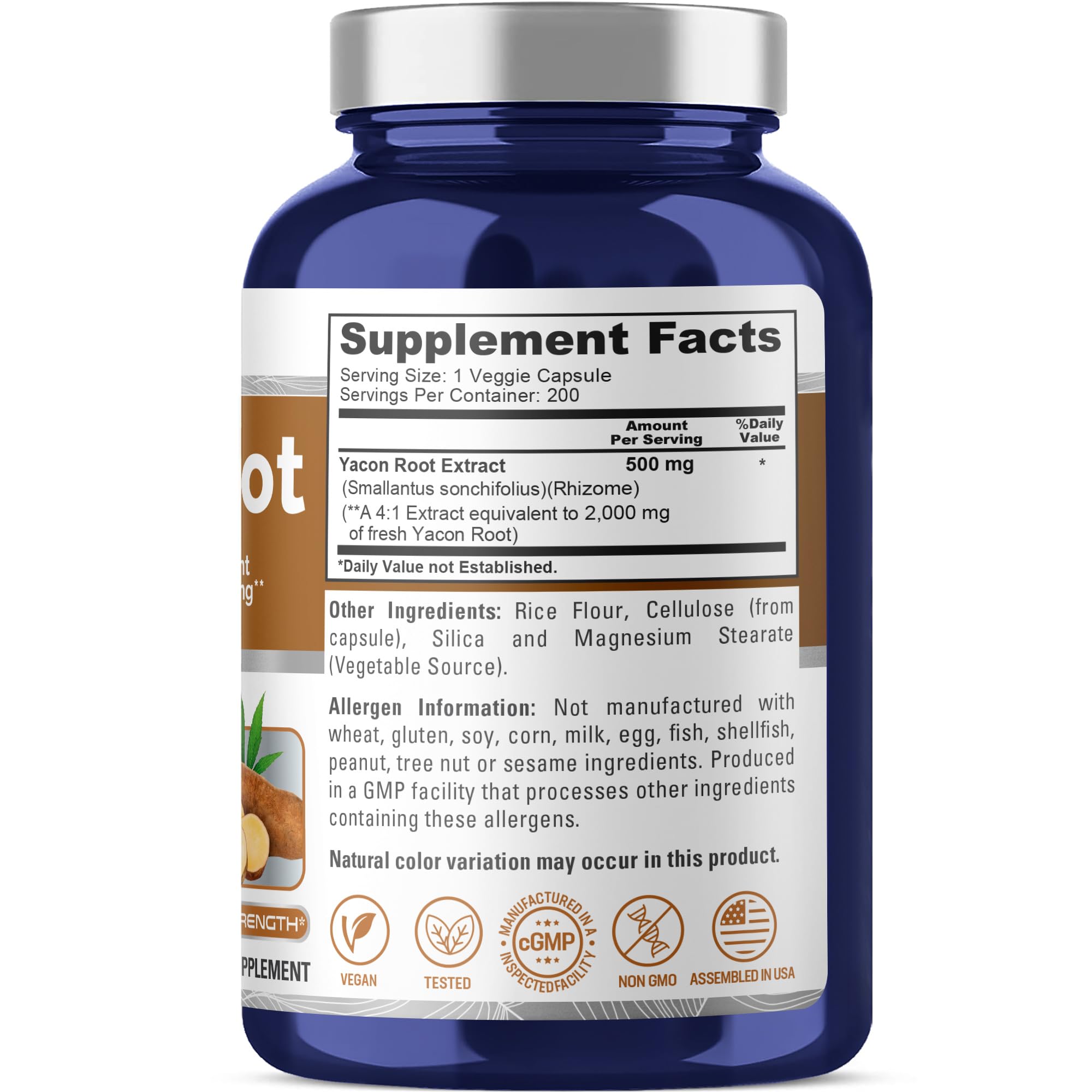 NusaPure Yacon Root Extract 2000mg 200 Vegetarian Capsules (Extract 4:1, Non-GMO, Vegan) NusaPure uk supplements