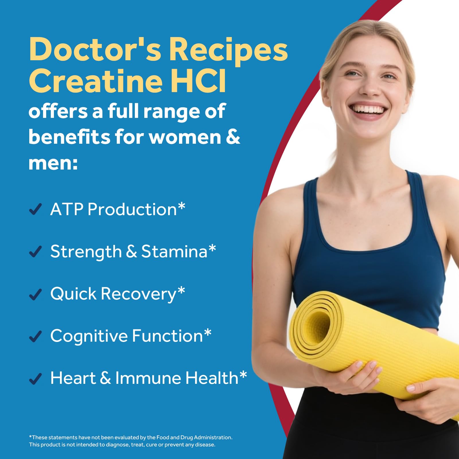 Doctor's Recipes Creatine HCl Capsules, 750 mg, Creatine Hydrochloride for Women & Men, Strength & Recovery, Brain Health, Fast Absorbing, Vegan, 90 Capsules Doctor's Recipes uk supplements