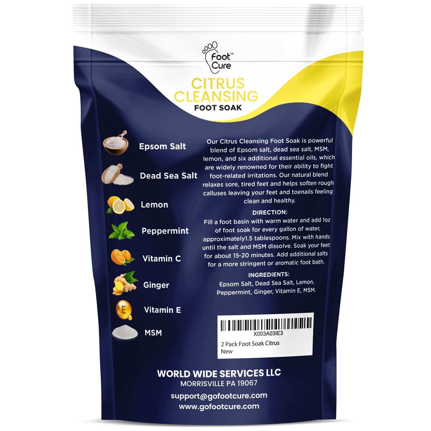 Citrus Detox Foot Soak With Epsom Salts - for Foot Callus, Immune Boost, Damaged Toenail FOOT CURE uk supplements