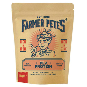 Farmer Pete's Pea Protein Powder 1kg - Dairy Free, Gluten Free, Natural Plant Based Vegan Protein Powder Isolate (1kg) Farmer Pete's uk supplements