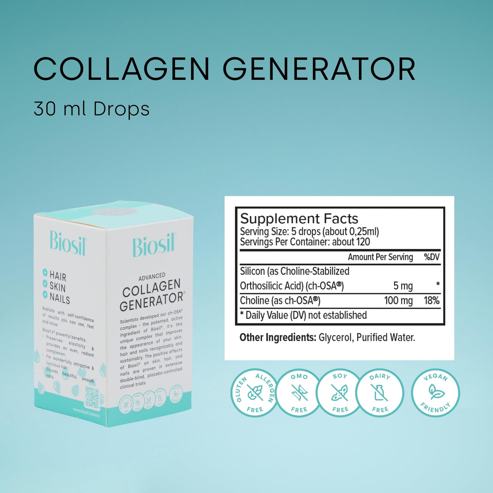 Biosil Collagen Generator - 30 mL Drops - with Patented ch-OSA Complex BioSil uk supplements