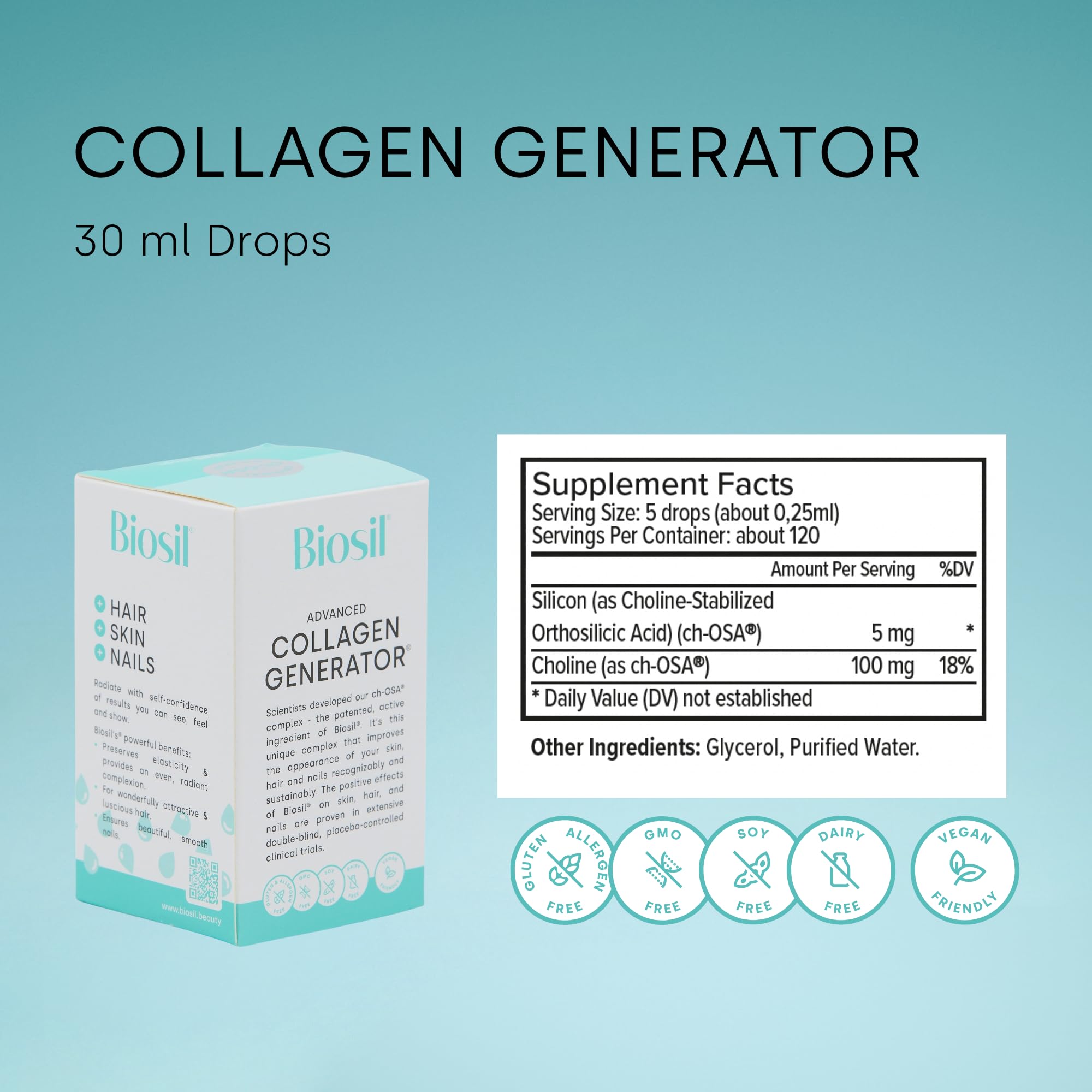 Biosil Collagen Generator - 30 mL Drops - with Patented ch-OSA Complex BioSil uk supplements