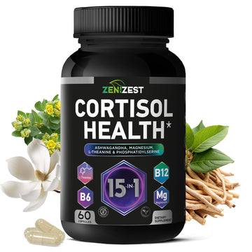 Cortisol Detox Supplement for Women Men - Control & Lower High Cortisol Level - Adrenal Health Balance Cleanse Sleep Stress Support - Magnesium Ashwagandha L-Theanine Cortisol Blocker Reducer ZeniZest uk supplements