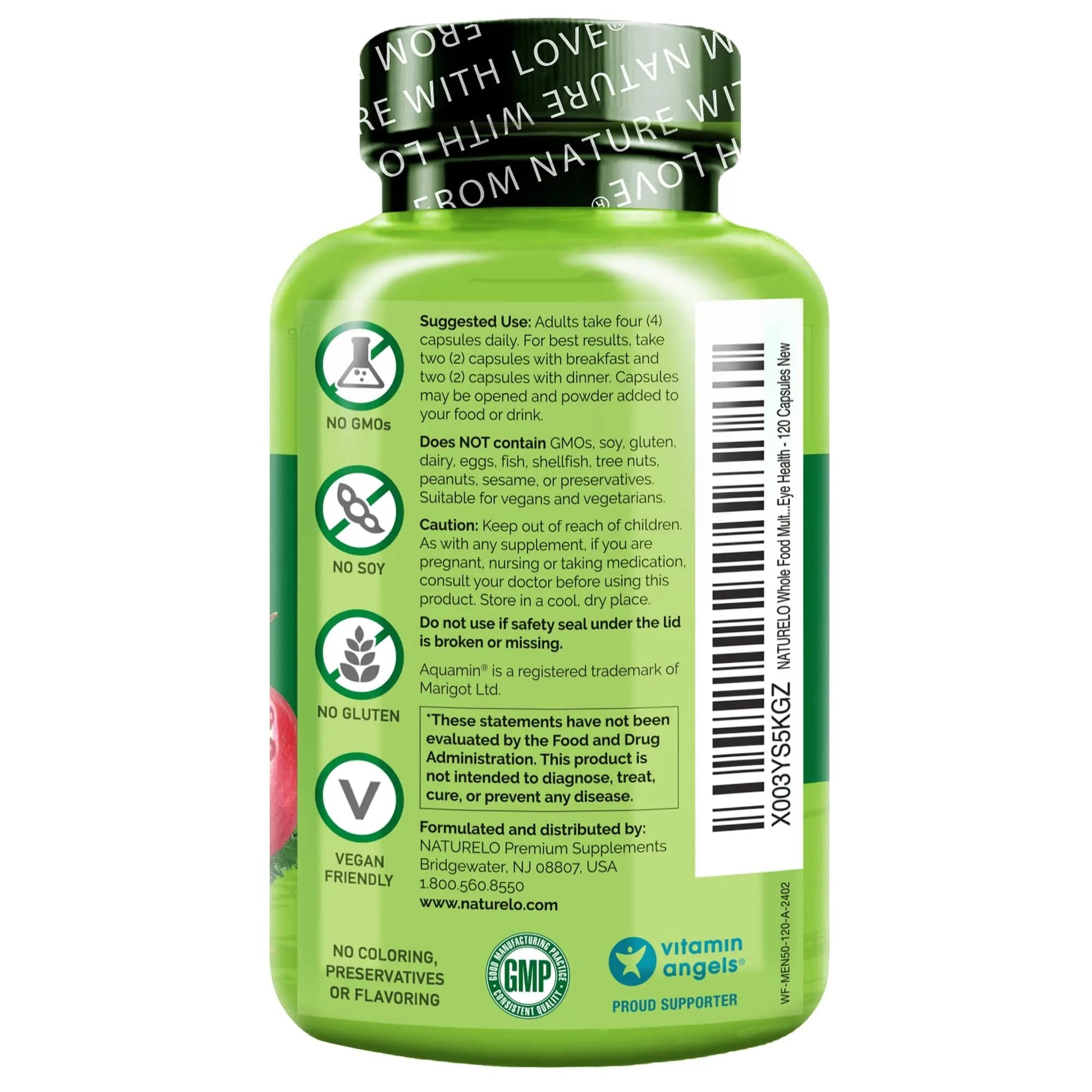 NATURELO Whole Food Multivitamin for Men 50+ - with Vitamins, Minerals, Organic Herbal Extracts - Vegan Vegetarian NATURELO uk supplements