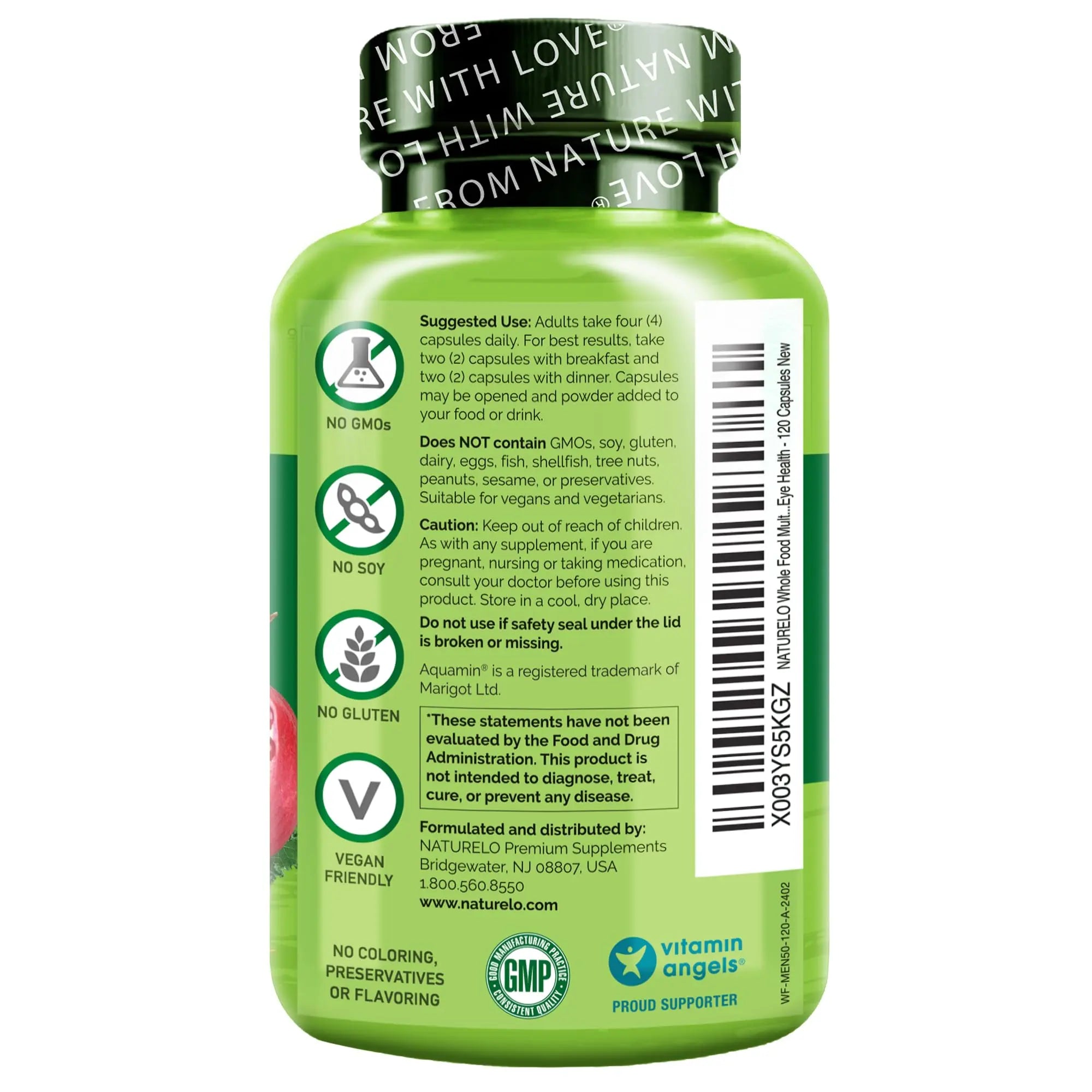 NATURELO Whole Food Multivitamin for Men 50+ - with Vitamins, Minerals, Organic Herbal Extracts - Vegan Vegetarian NATURELO uk supplements