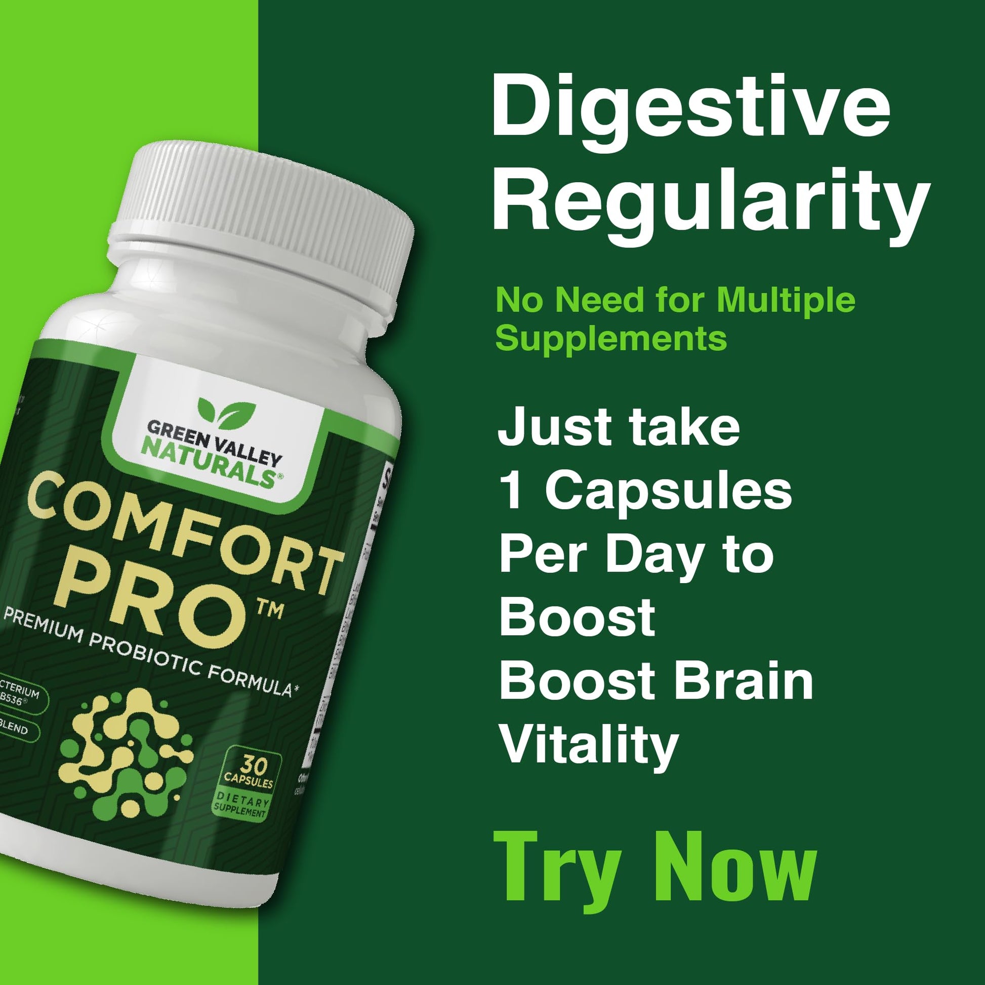 ComfortPro™ Daily Probiotics for Digestive Health | Constipation Relief & Bloating Support for Women & Men | Gut Cleanse with Zinc | Helps Reduce Gas & Promotes Digestive Regularity | Valley Formula GREEN VALLEY NATURALS uk supplements