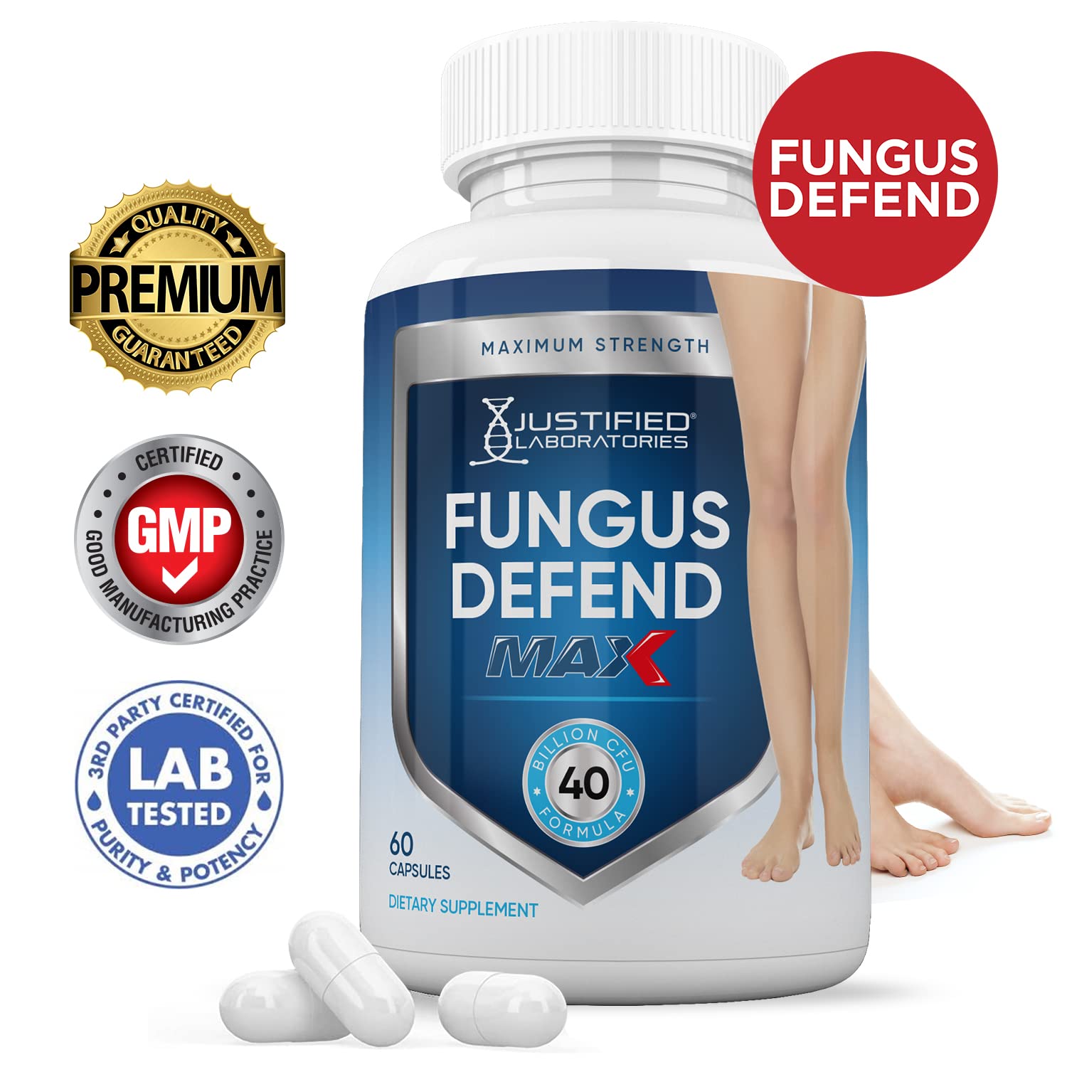 Justified Laboratories (3 Pack) Fungus Defend Max Pills 40 Billion CFU Probiotic 180 Capsules Justified Laboratories uk supplements