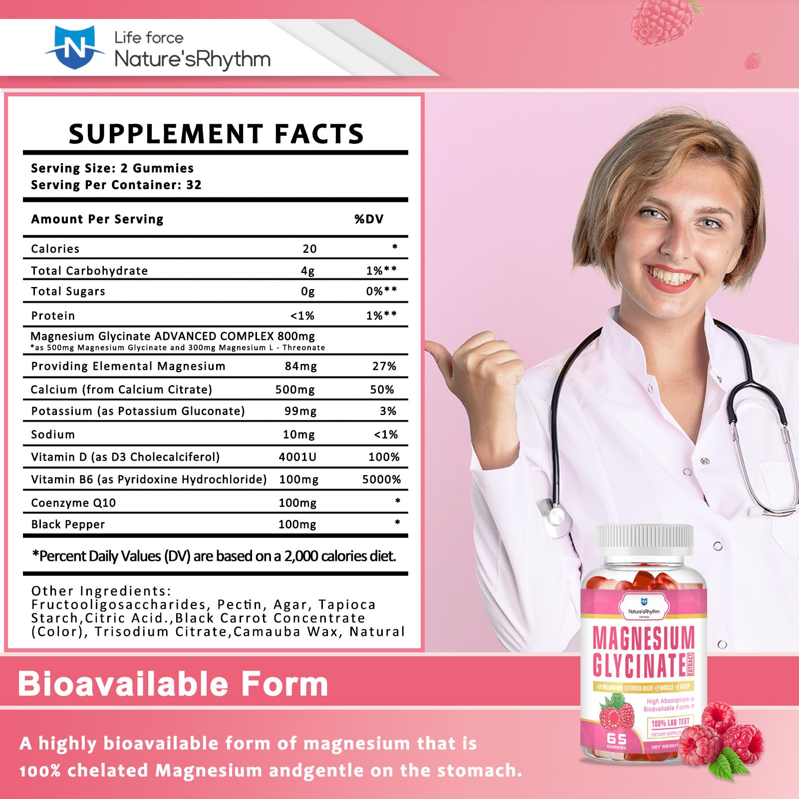 Nature‘s Rhythm Magnesium Gummies 500mg - 65 Ct | Magnesium Glycinate Supplements for Relaxation, Stress Relief, and Sleep for Adults & Kids Tasty and Tangy Raspberry Flavor Nature'sRhythm uk supplements