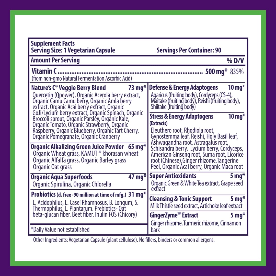 Paradise Herbs Earth's Blend Vitamin C with Nature's C and Adaptogens, Superfoods Base of Probiotics & Organic Alkalizing Greens, 90 Vegetarian Capsules Paradise Herbs uk supplements