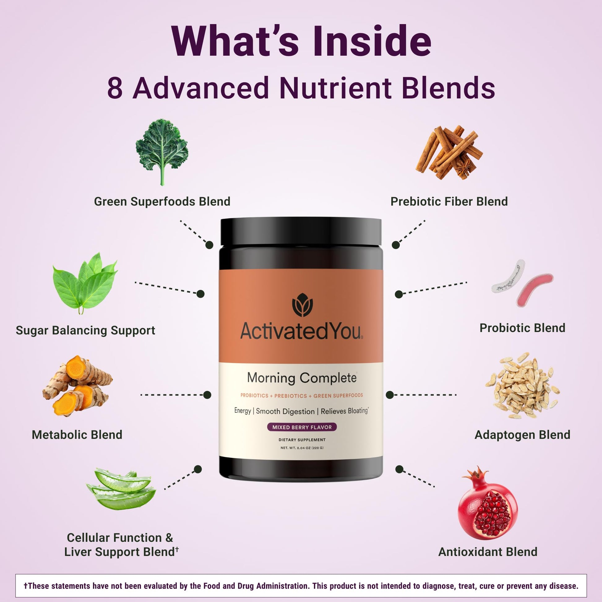 ACTIVATEDYOU Morning Complete Super Greens Powder Drink Mix - Gut Health Boost with Prebiotics, Probiotics, & Antioxidants - 10 Billion CFUs, Mixed Berry Flavor - Greens Superfood Powder - 3 Pack ACTIVATEDYOU uk supplements