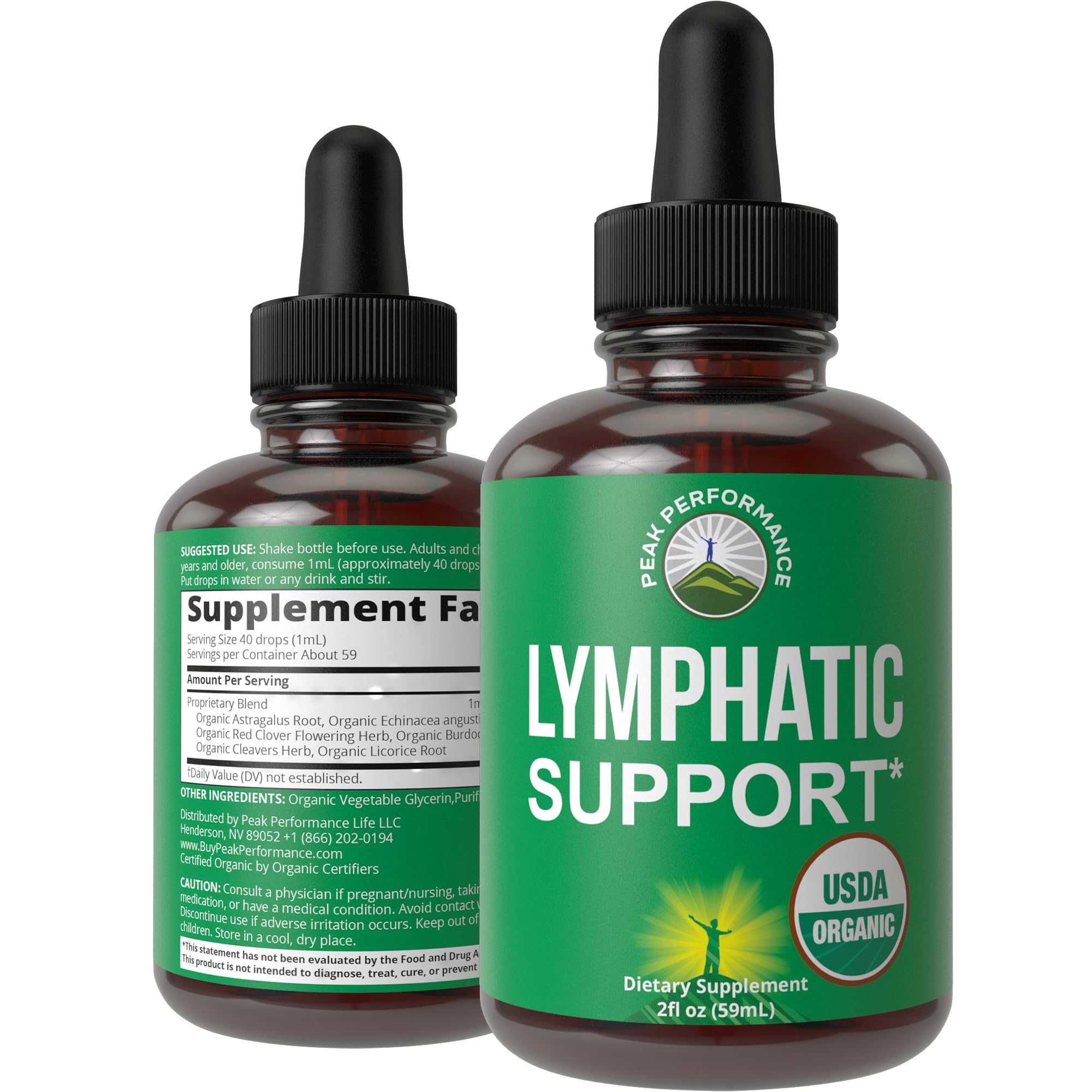 USDA Organic Lymphatic Drainage Drops. Sugar Free, Tasty 6-in-1 Lymph System Support for Detox, Cleanse. Vegan Supplement with Astragalus, Echinacea, Red Clover, Cleavers Herb, Licorice & Burdock Root Peak Performance uk supplements