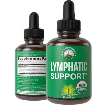 USDA Organic Lymphatic Drainage Drops. Sugar Free, Tasty 6-in-1 Lymph System Support for Detox, Cleanse. Vegan Supplement with Astragalus, Echinacea, Red Clover, Cleavers Herb, Licorice & Burdock Root Peak Performance uk supplements