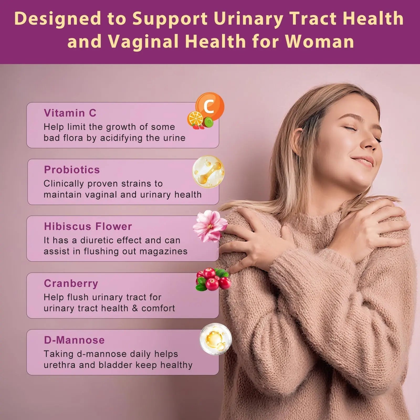 DRFOSTER Urinary Tract Health for Women, Vaginal Probiotics for Women pH Balance with D-Mannose, Cranberry, Probiotics and Prebiotics for Digestive Helath 90 Veggie Capsules DRFOSTER uk supplements
