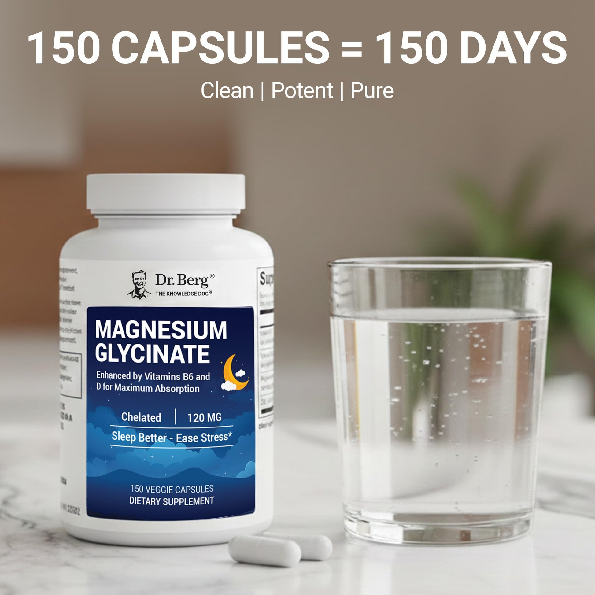 Dr. Berg Magnesium Glycinate 150ct – 4-in-1 Chelated for Muscle, Nerve, Sleep & Stress Support*– w/ D3, B6 & Zinc – 4X Lab-Tested – No Fillers – Formulated in USA, GMP-Certified Dr. Berg Nutritionals uk supplements