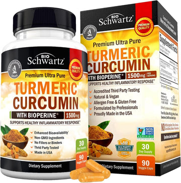 Turmeric Curcumin with Black Pepper Extract 1500mg - High Absorption BioSchwartz uk supplements