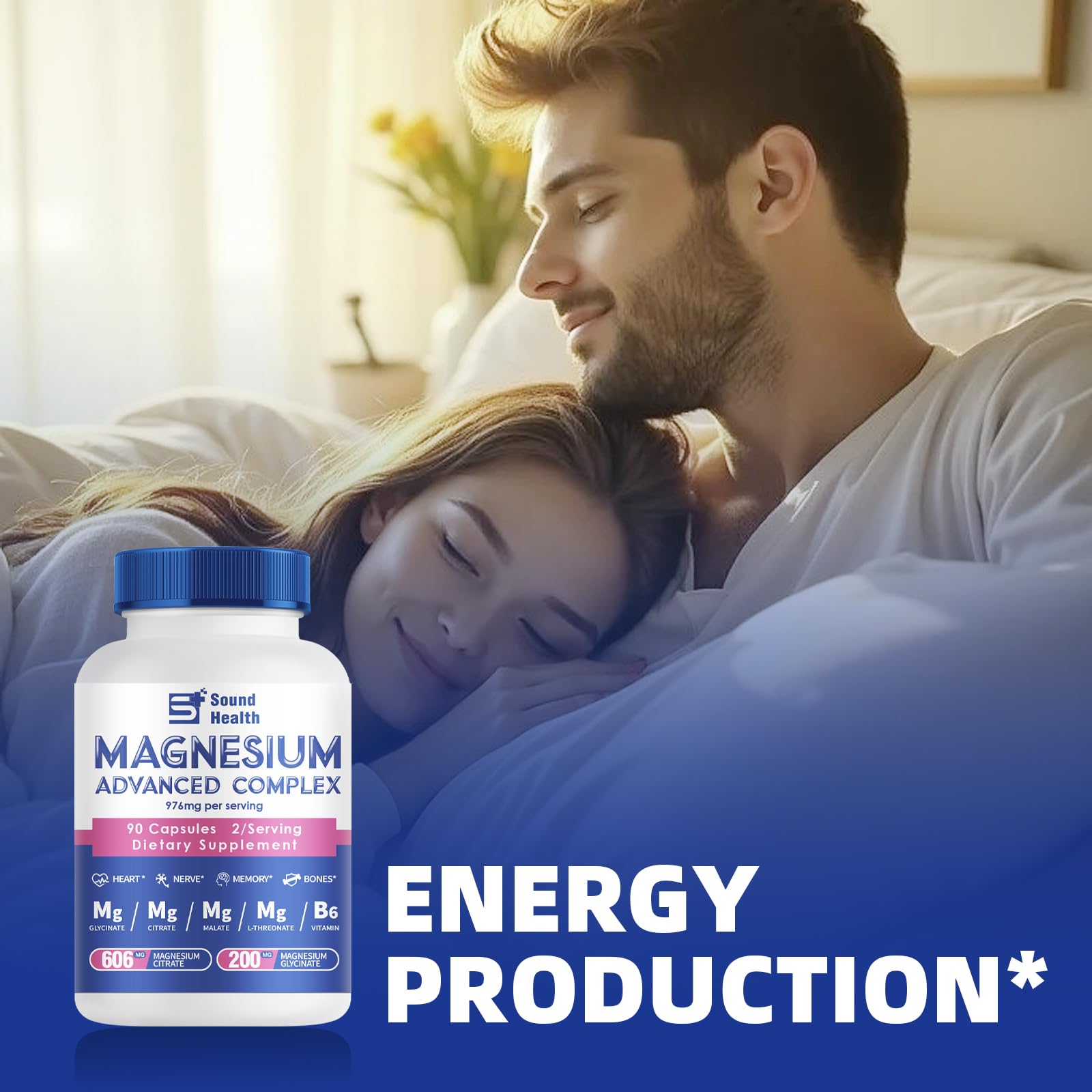 Magnesium Complex Capsule 5 in 1 Magnesium Supplement from Magnesium Glycinate, Citrate, Malate, L-Threonate & Vitamin B6, High Absorption Magnesium Supplement, Non-GMO, Vegan Sound Health Plus uk supplements