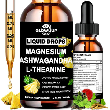 Cortisol Supplements for Women & Men, Cortisol Reducer Manager Detox Liquid Drops Extra Strength Magnesium Glycinate 200mg, L-Theanine & Ashwagandha丨Hormone Balance, Relaxation & Recess Mood GLOVVUUP uk supplements