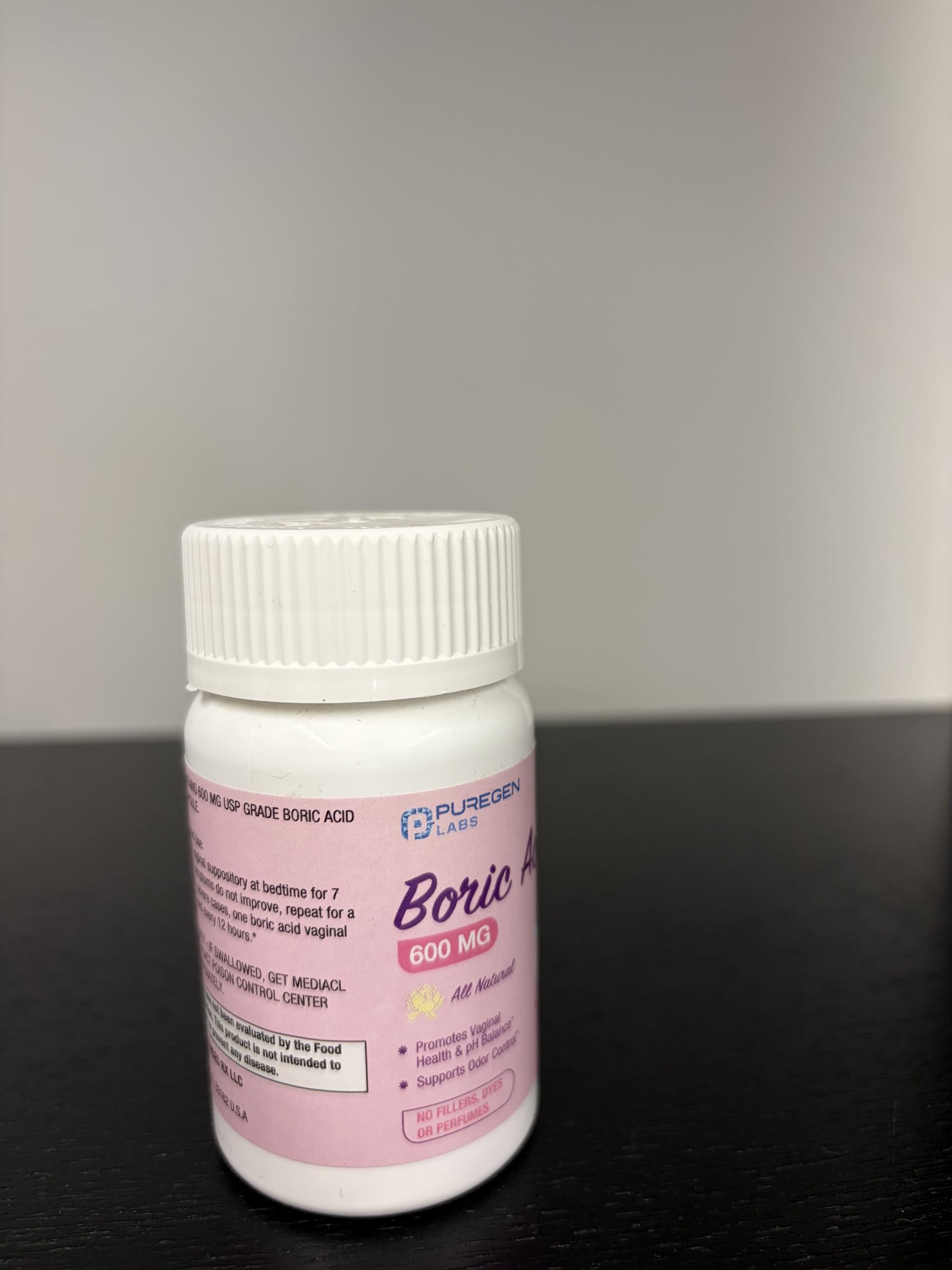 Puregen Labs Boric Acid 600 mg Vaginal Suppositories - 100% Pure | All Natural Without Dyes or Fillers | Made in USA - Supports Vaginal pH Balance and Odor Control (30 Count) P Puregen Labs uk supplements