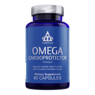 Thrivous Omega Cardioprotector – Advanced Heart & Circulation Support Supplement with AvailOm Omega-3, Garlic, Gotu Kola, Oligopin Pine Bark – 60 Vegan Capsules Thrivous uk supplements