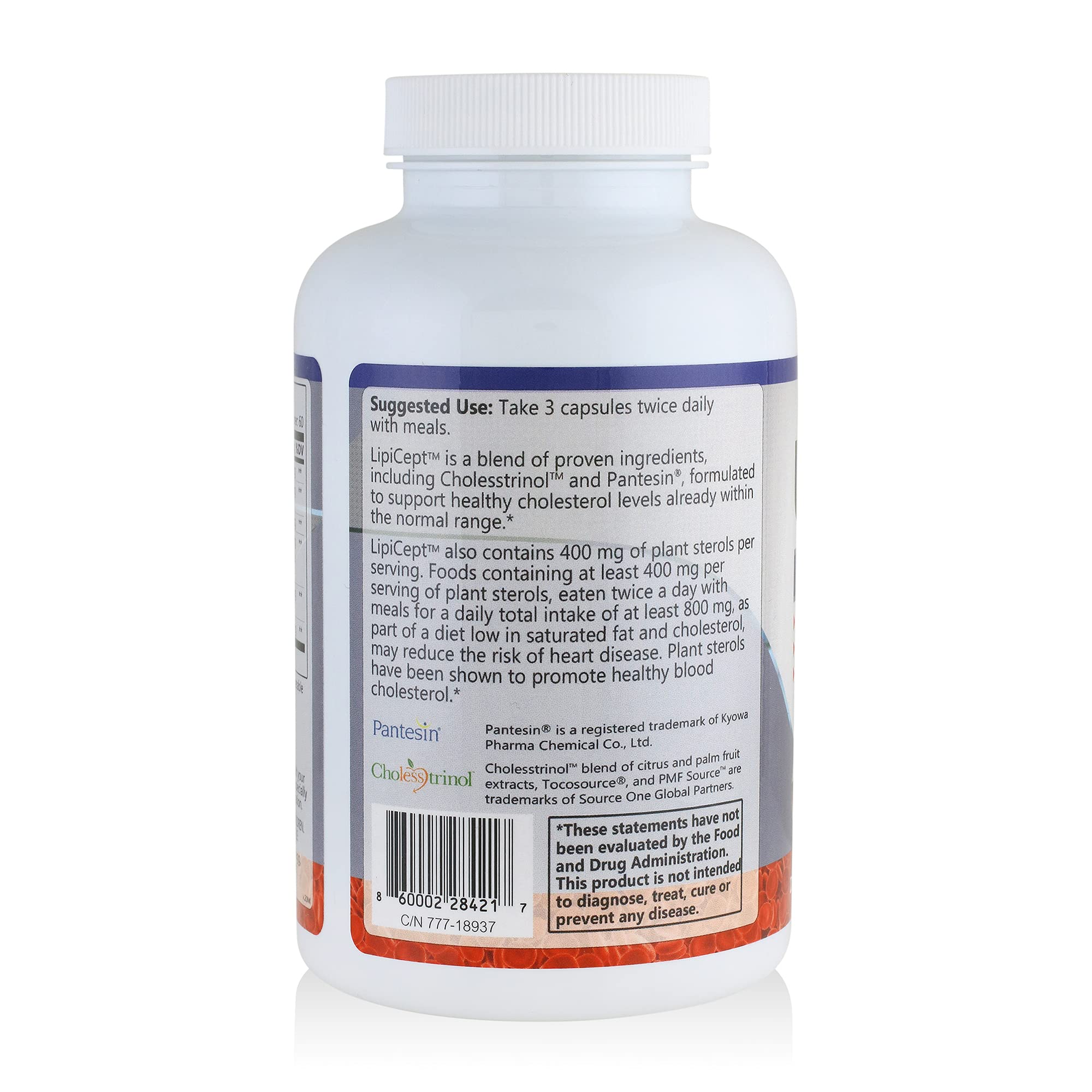 HCP Formulas - LipiCept - Natural Cholesterol Support Formula with Plant Sterols - Maintain Healthy Cholesterol Levels Already Within a Normal Range - Vegetarian - Dietary Supplement - 180 Caps HCP Formulas uk supplements